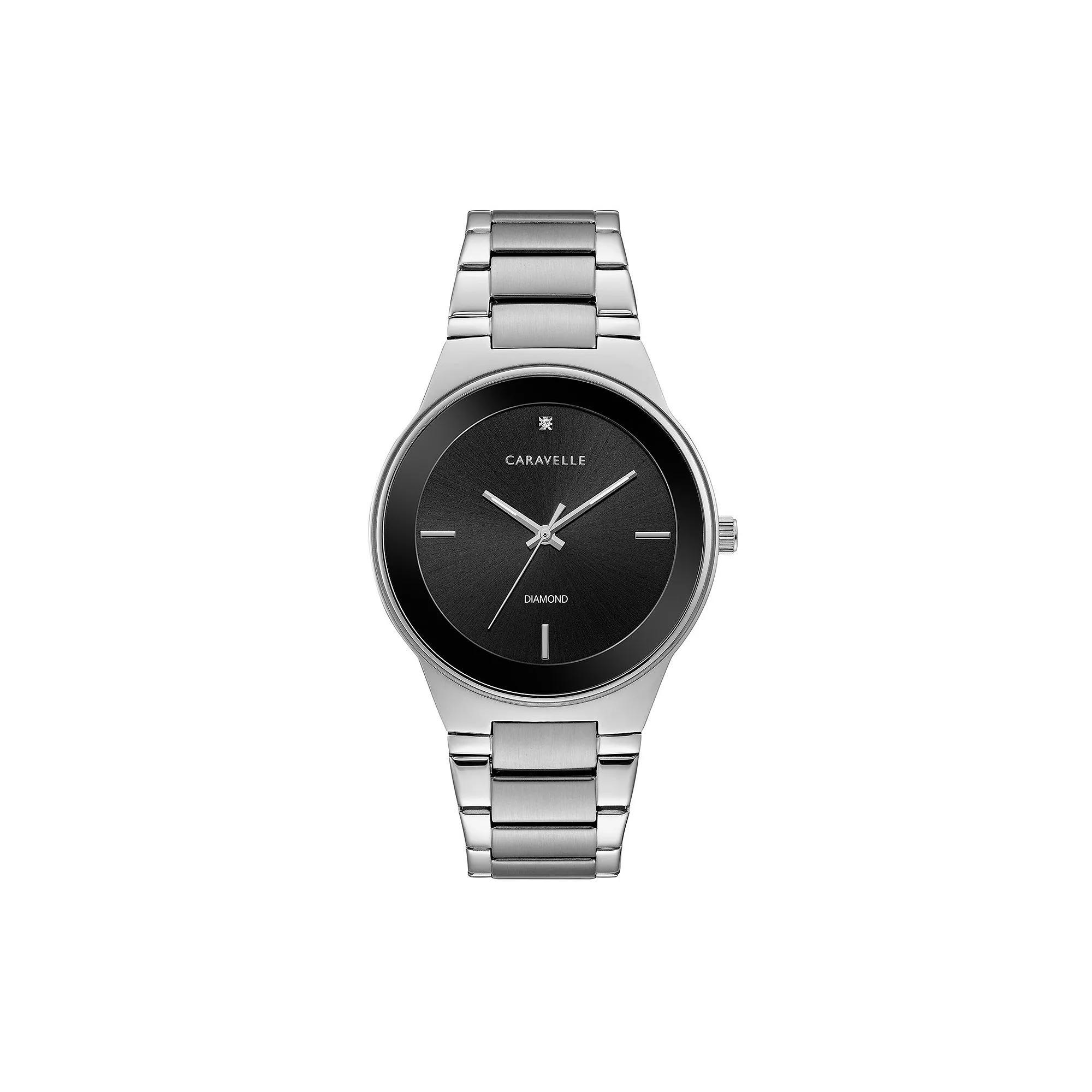 Caravelle by Bulova Men's Diamond Stainless Steel Watch - 43D106, Size: Large, Silver Tone Product Image
