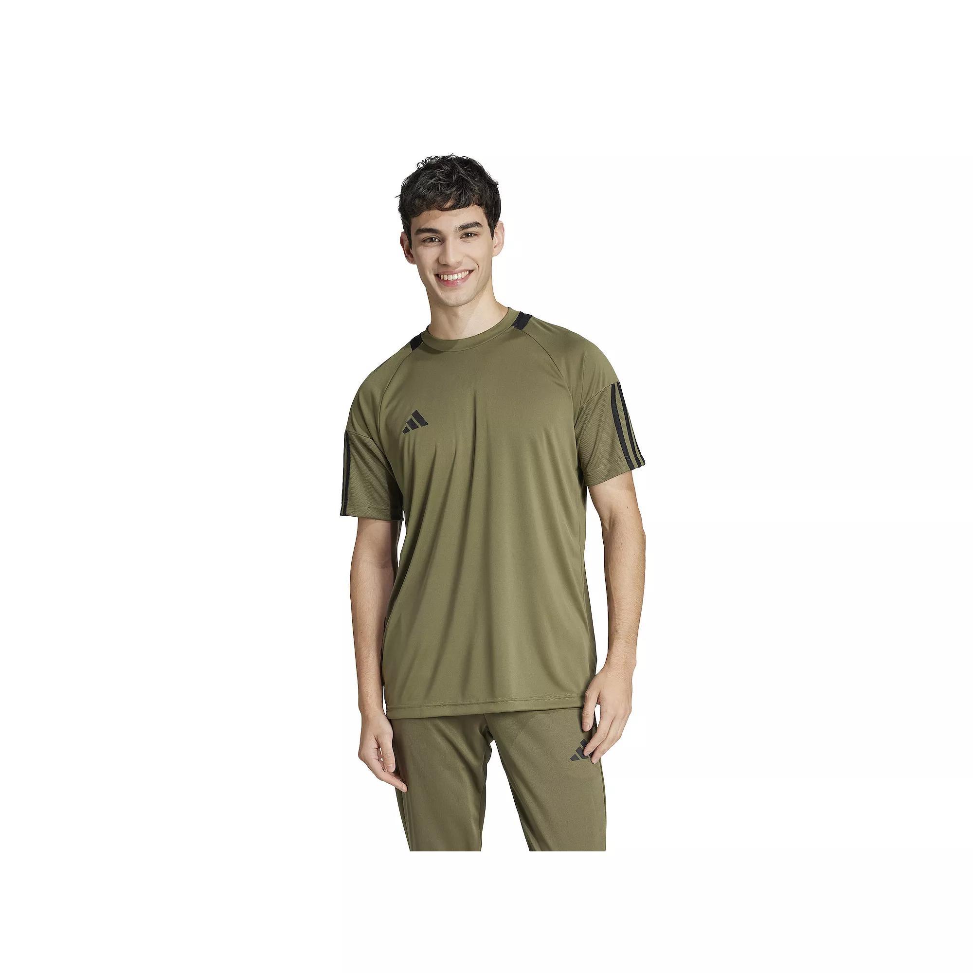 Men's adidas Sereno 3-Stripes AEROREADY Sportswear T-Shirt, Size: XXL, Green Strata Product Image