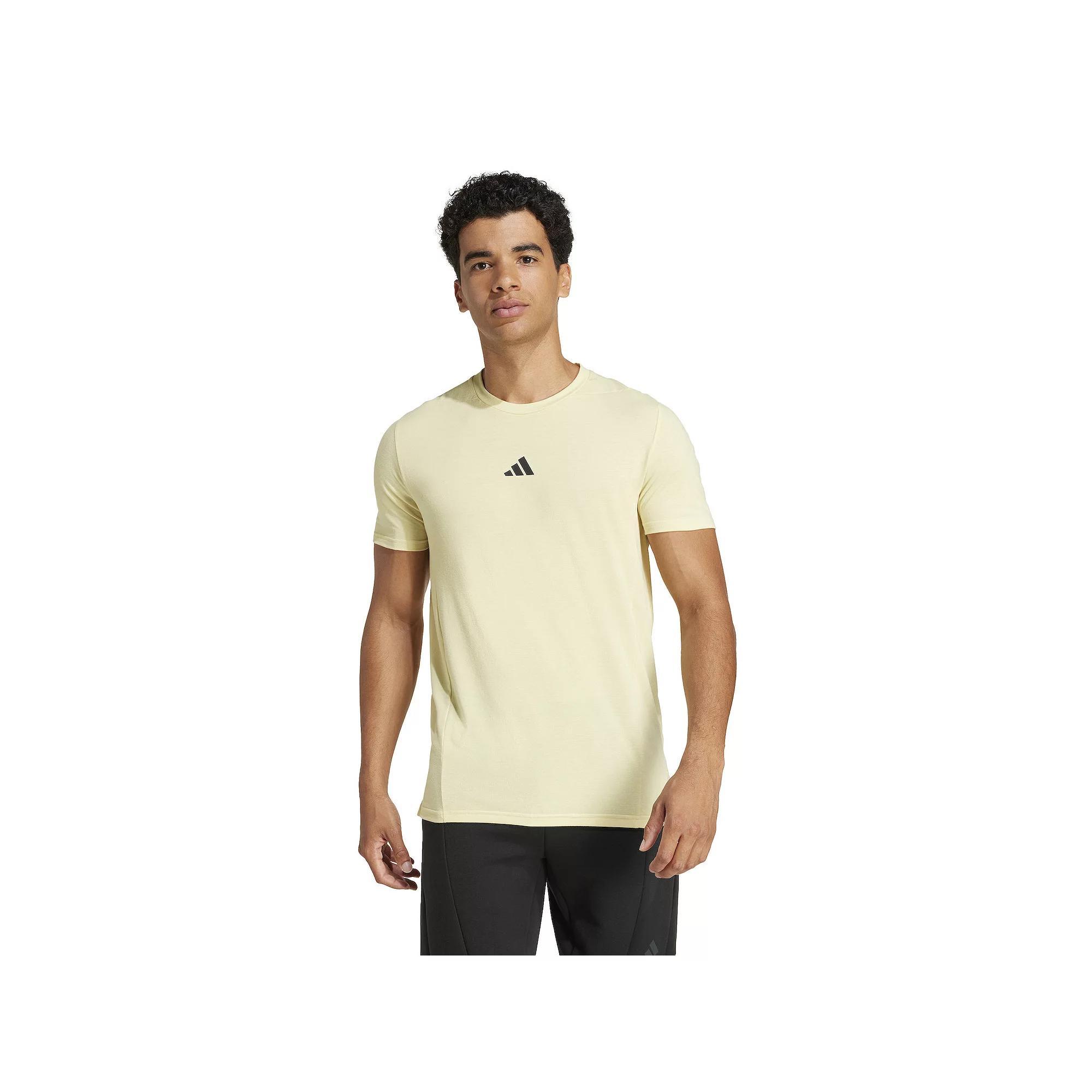 Men's adidas Designed For Training Workout Tee, Size: Large, Powder Yellow Product Image