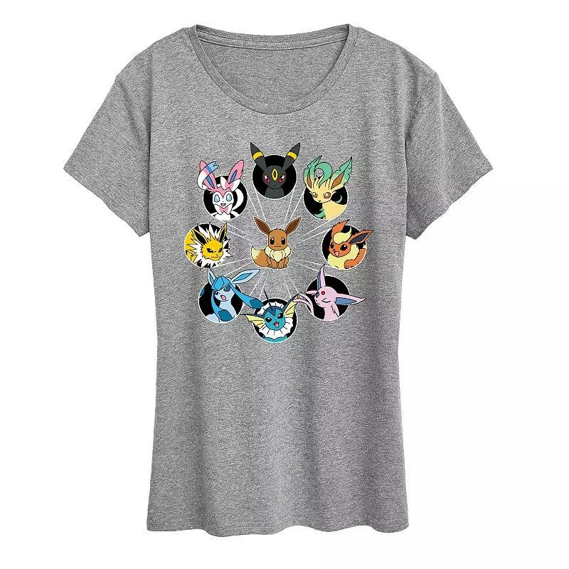 Womens Pokemon Eevee Evolution Graphic Tee Grey Gray Product Image