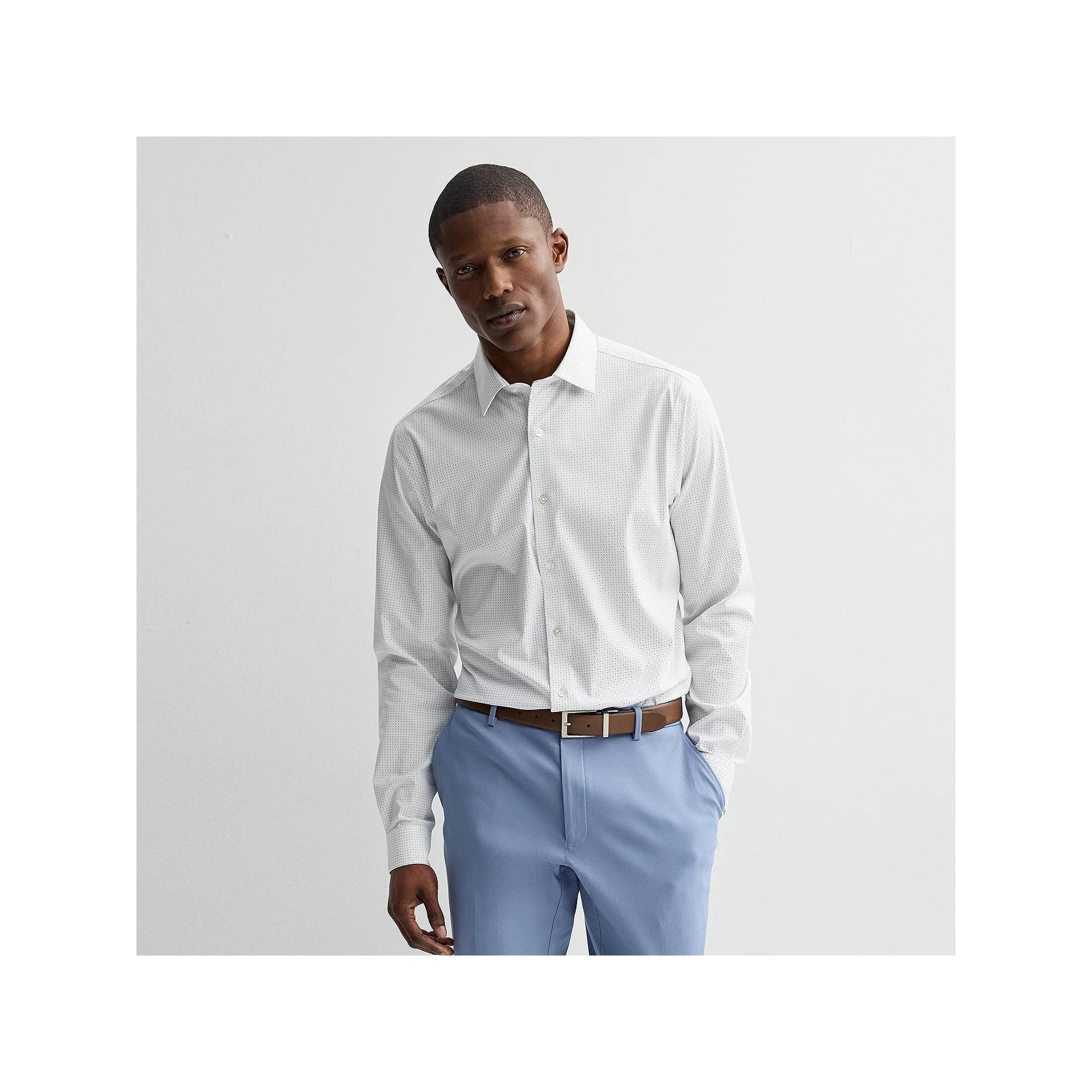 Men's Apt. 9® Slim Fit Wrinkle Free Dress Shirt, Size: Large-36/37, Blue White Dotted Geo Product Image