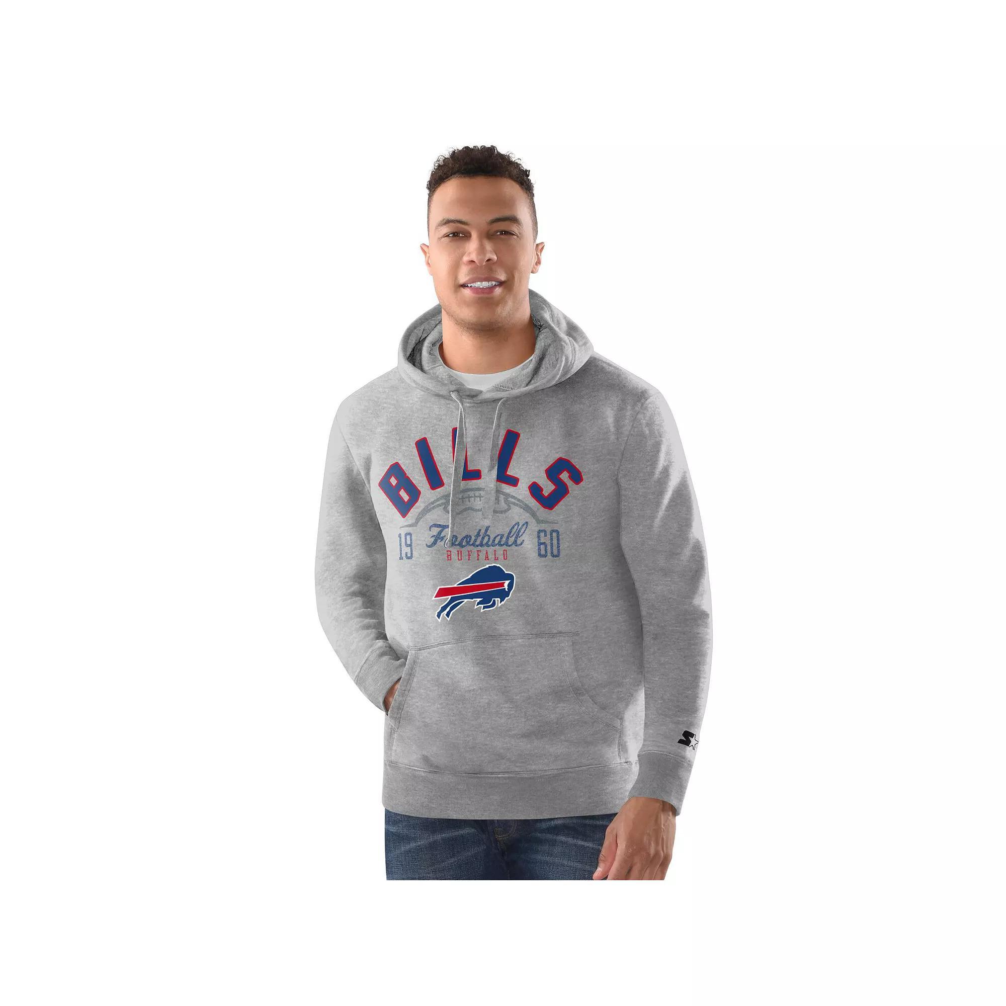 Men's Starter  Heather Gray Buffalo Bills Pullover Hoodie, Size: Small, Grey Product Image