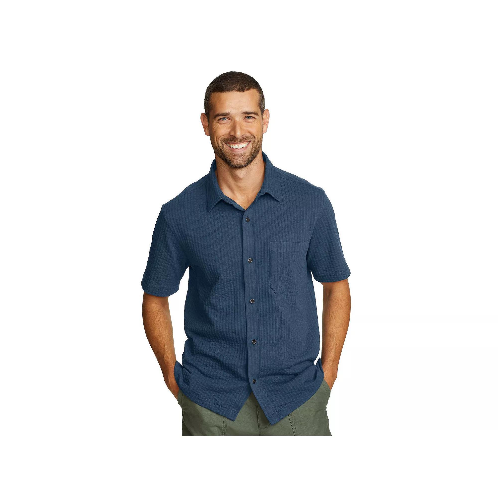 Men's Eddie Bauer Short Sleeve Alderpine Seersucker Shirt, Size: Small, Dusk Product Image