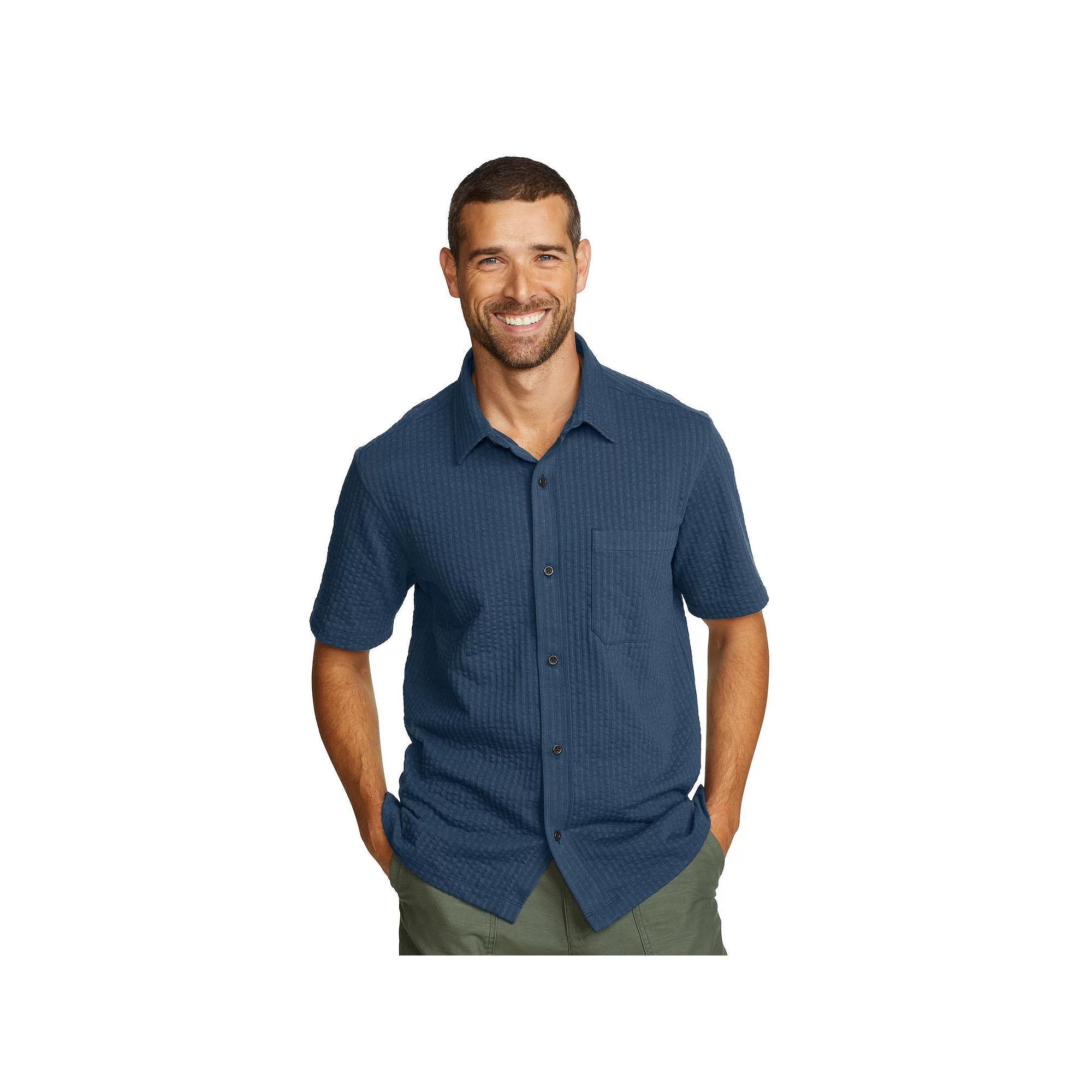 Men's Eddie Bauer Short Sleeve Alderpine Seersucker Shirt, Size: Small, Dusk Product Image
