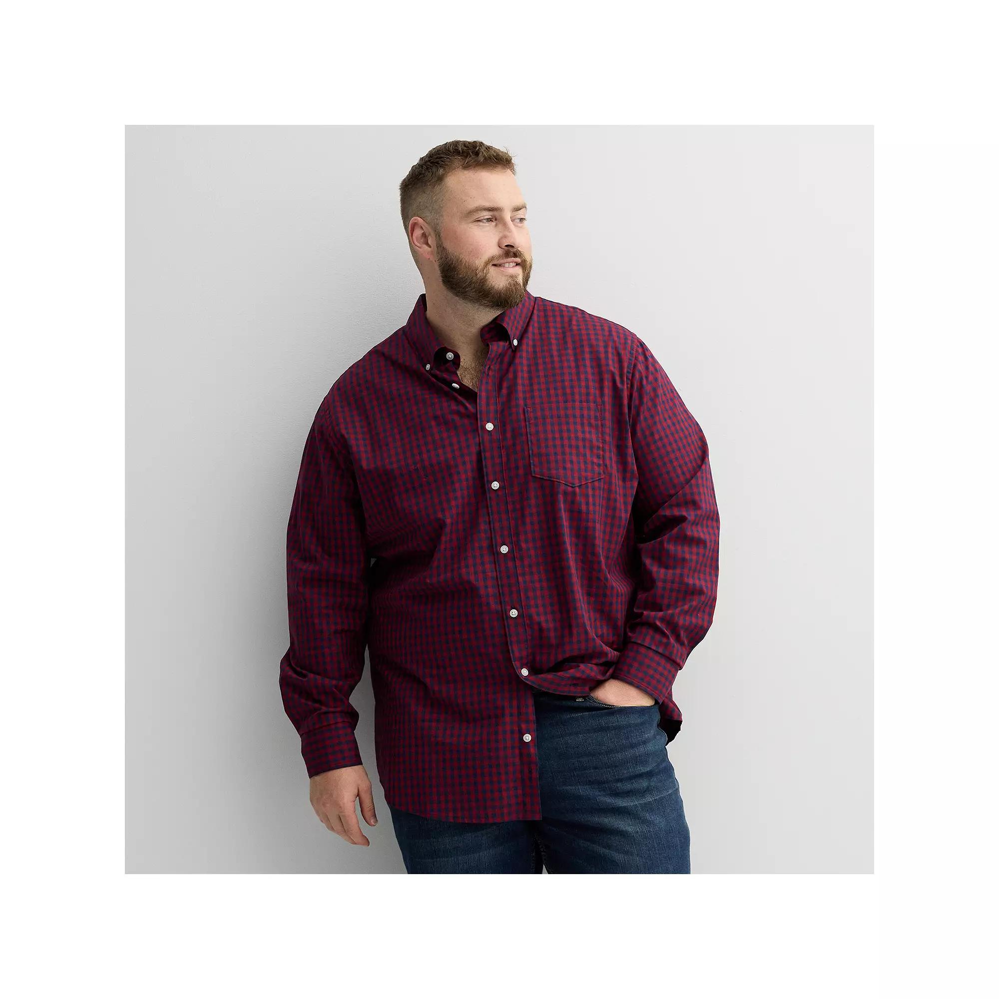 Big & Tall Sonoma Goods For Life® Perfect Length Button-Down Shirt, Men's, Size: 4XB, Blue Gingham Product Image