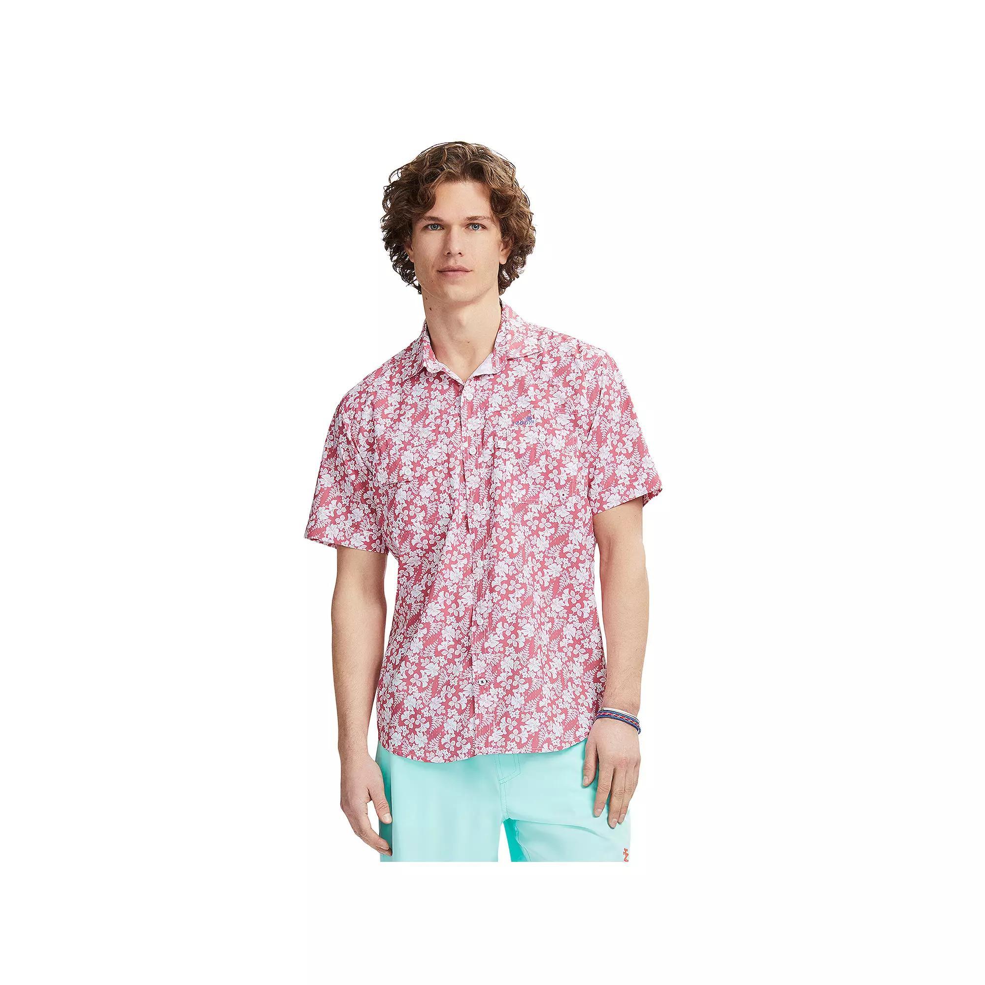 Men's IZOD Sunshield Performance Short Sleeve Button Down Shirt, Size: Medium, Twilight Blue Product Image