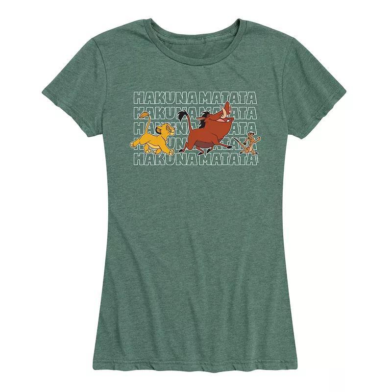 Disneys Lion King Womens Hakuna Matata Stacked Graphic Tee Heather Grey Product Image