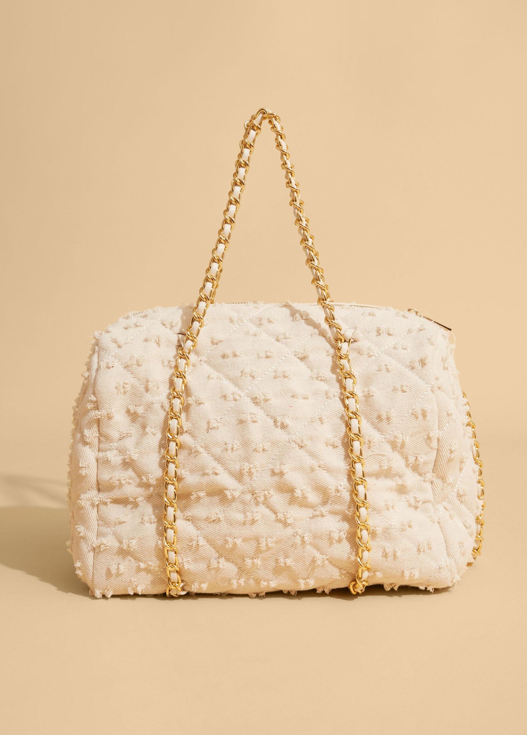 Chain Trimmed Denim Satchel Product Image
