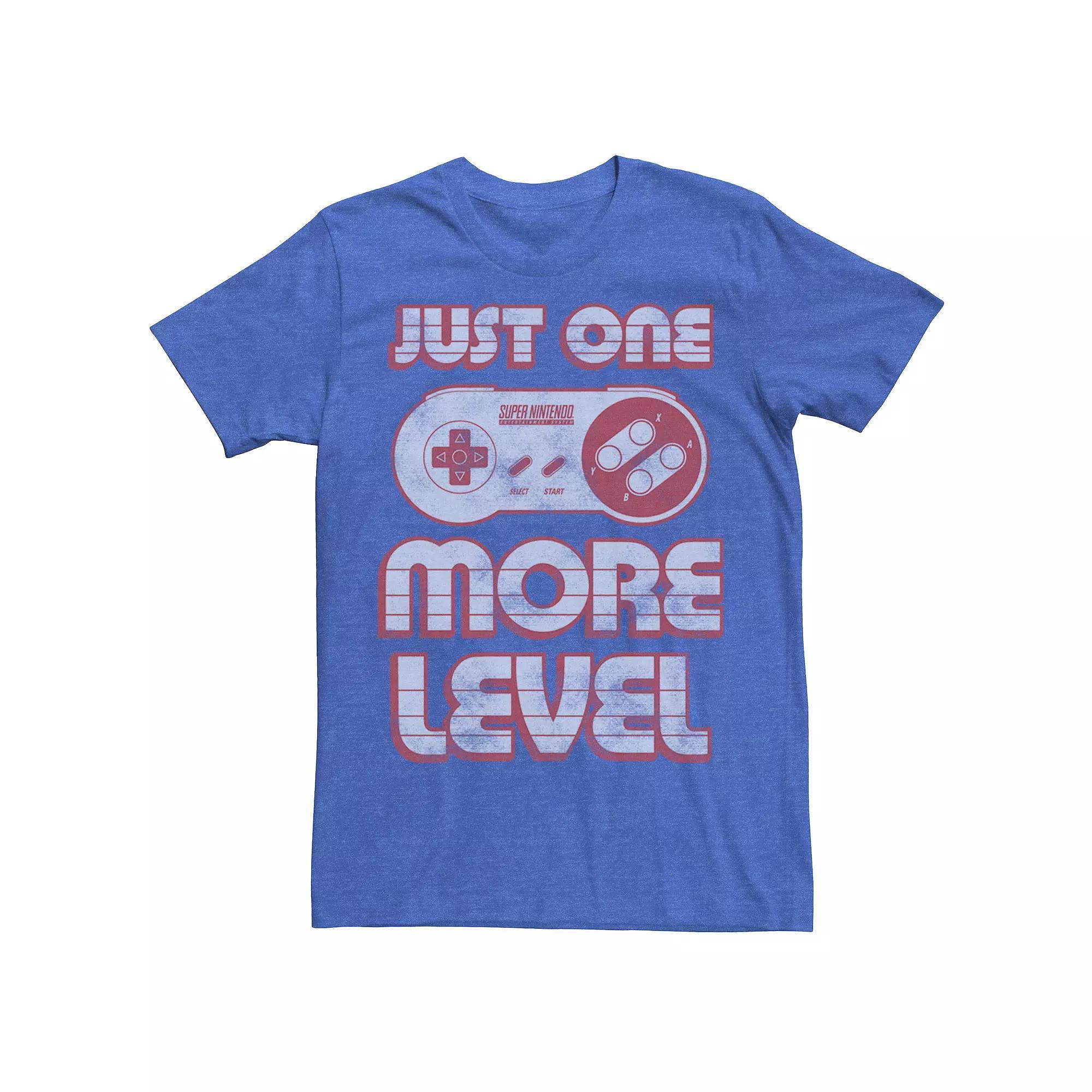 Men's Nintendo SNES Controller One More Level Tee, Size: Large, Royal Grey Product Image