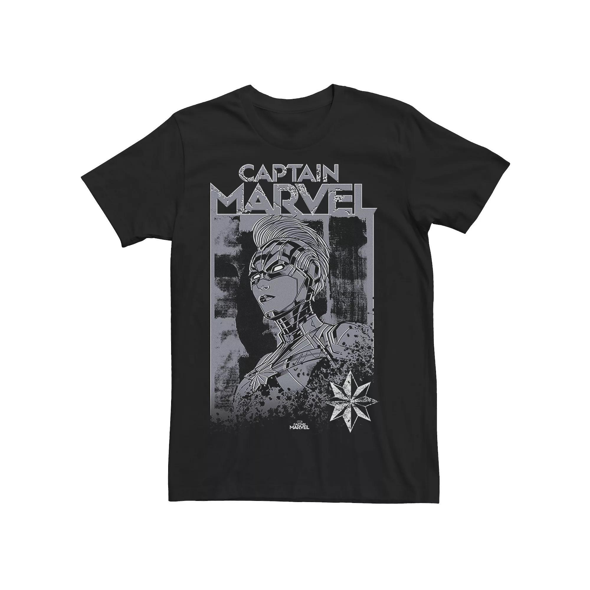 Men's Marvel Captain Marvel Distressed Stamp Portrait Graphic Tee, Size: XXL, Black Product Image