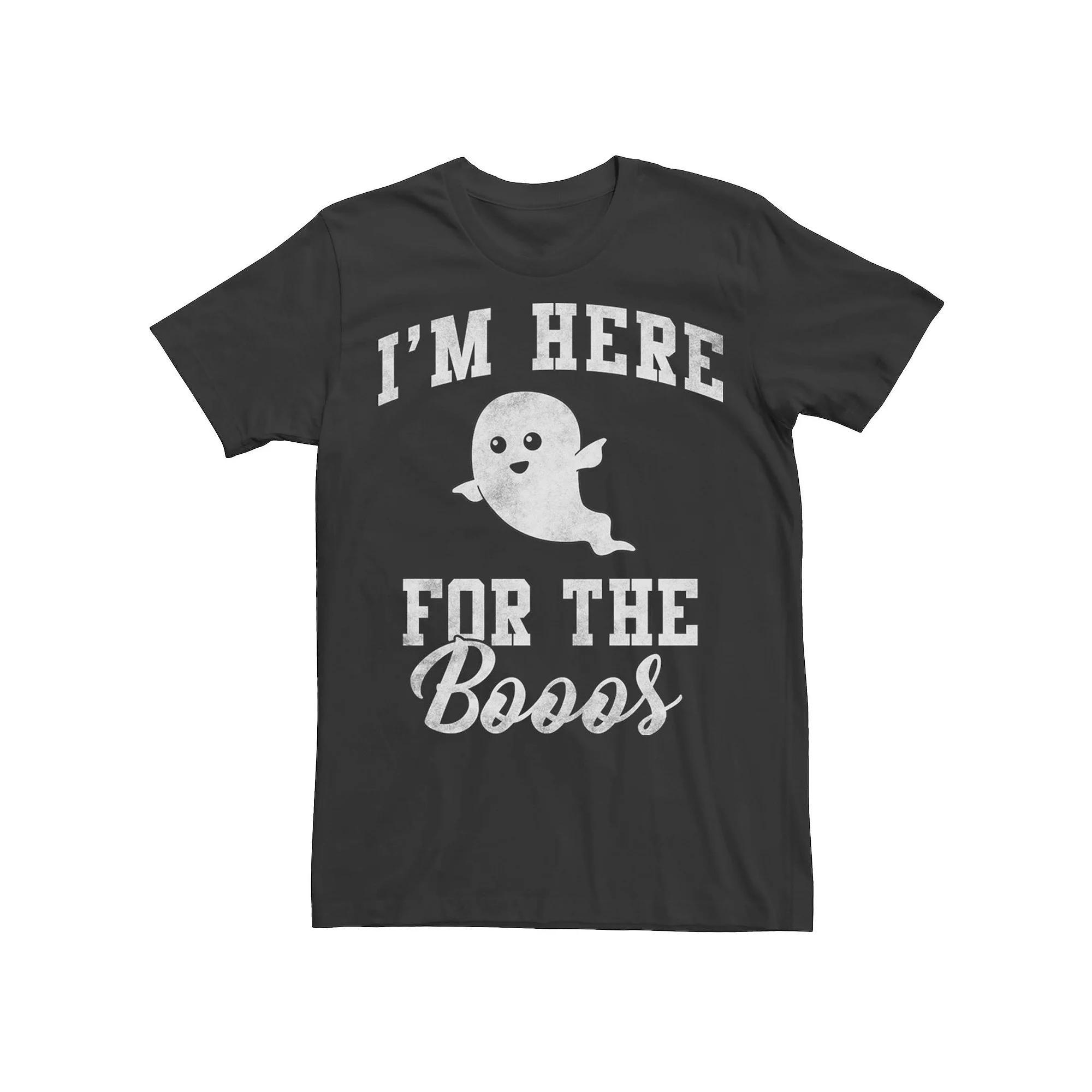 Men's Halloween Here For The Booos Ghost Tee, Size: XL, Black Product Image