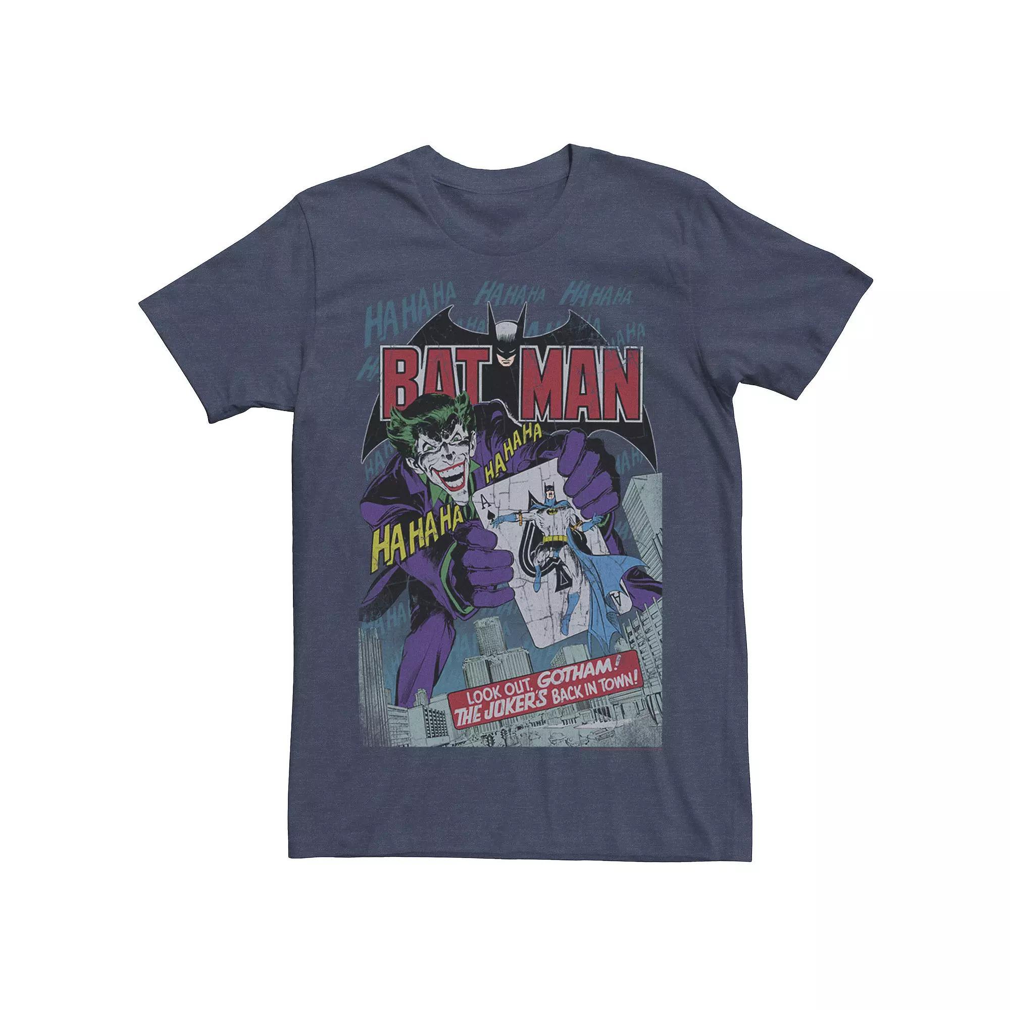 Men's DC Comics Batman And Joker Comic Cover Tee, Size: Large, Navy Grey Product Image