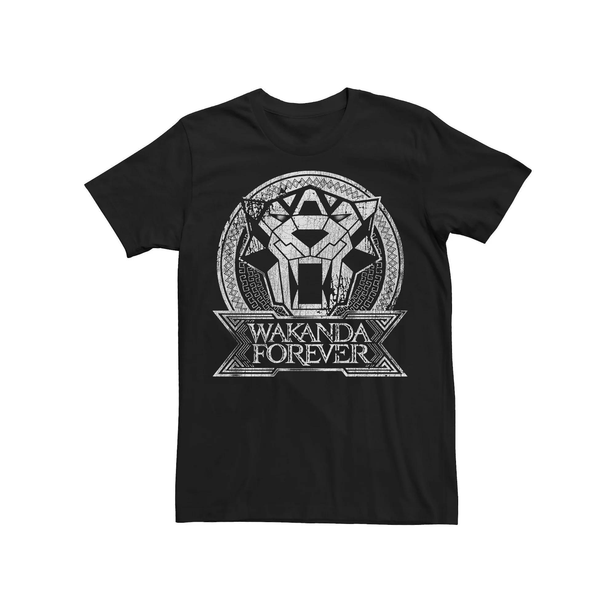 Men's Marvel Wakanda Forever Tribal Panther Logo Tee, Size: Large, Black Product Image