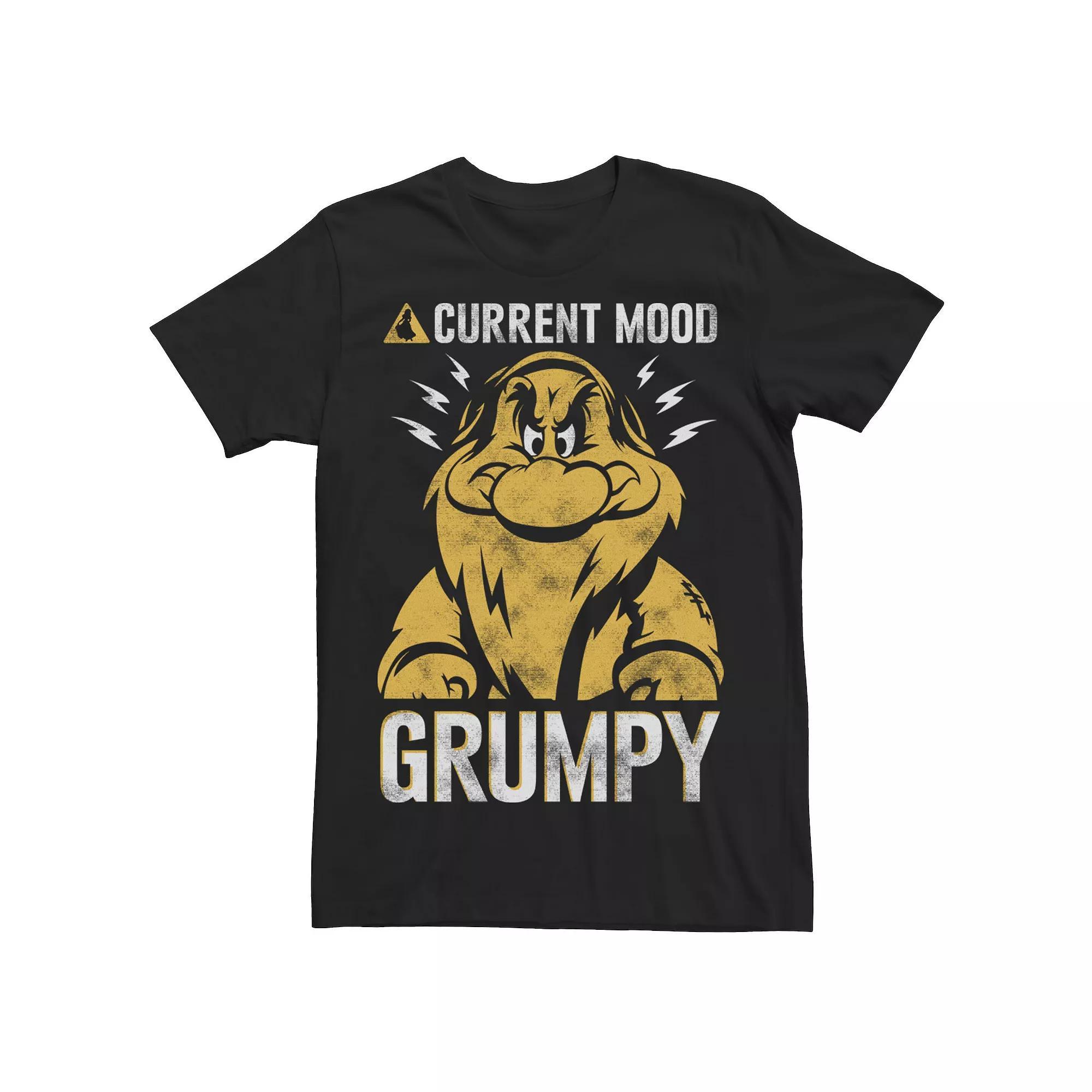 Men's Disney's Snow White Grumpy Dwarf Current Mood Tee, Size: Large, Black Product Image