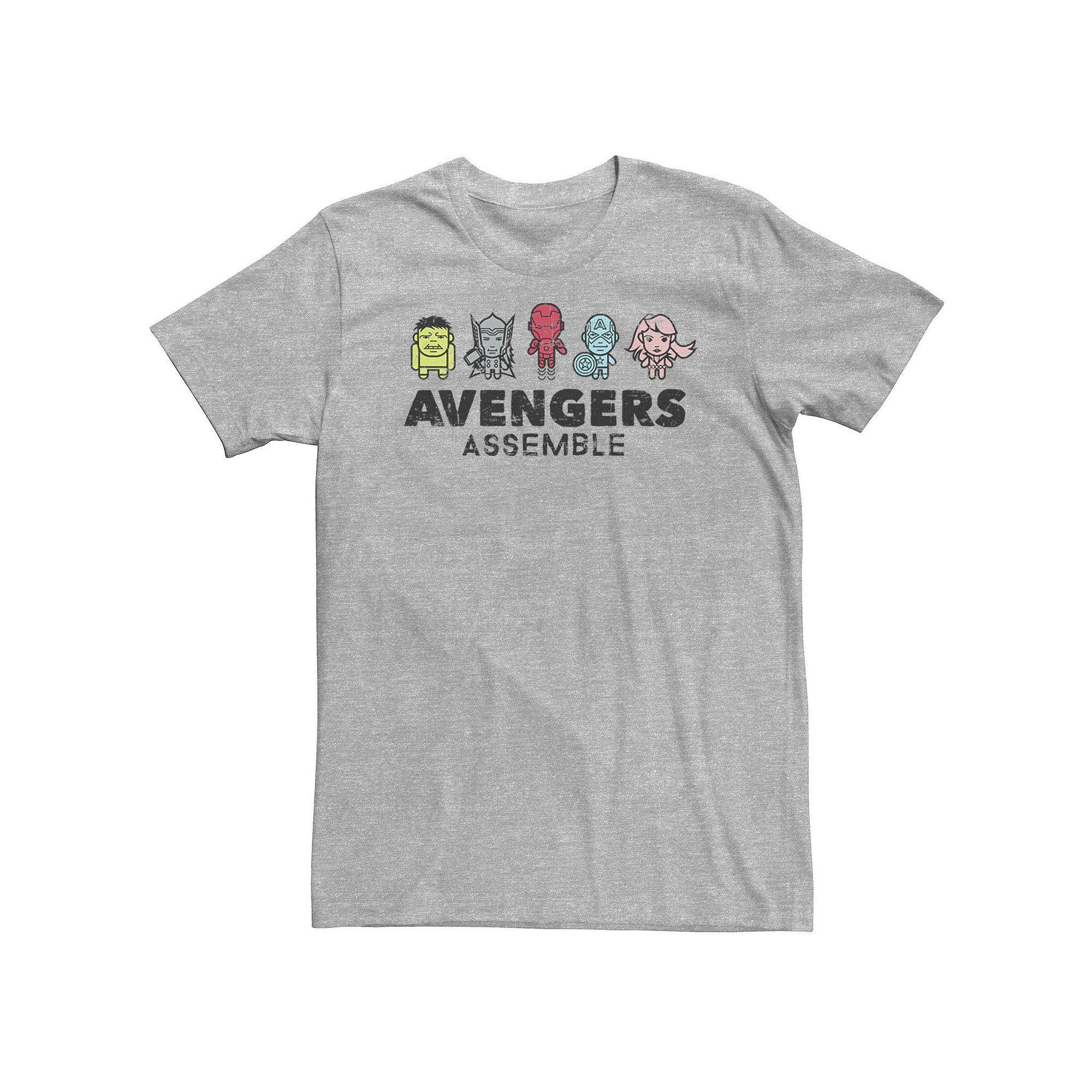 Big & Tall Marvel Avengers Assemble Cartoon Chest Logo Tee, Men's, Size: 4XL, Athletic Grey Product Image