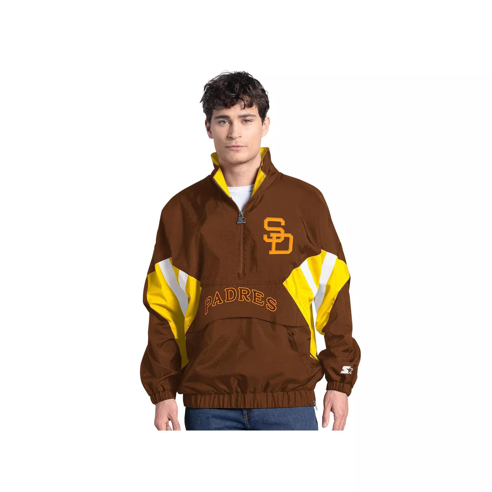 Men's Starter  Brown San Diego Padres Cooperstown Chief Half-Zip Pullover, Size: Medium Product Image