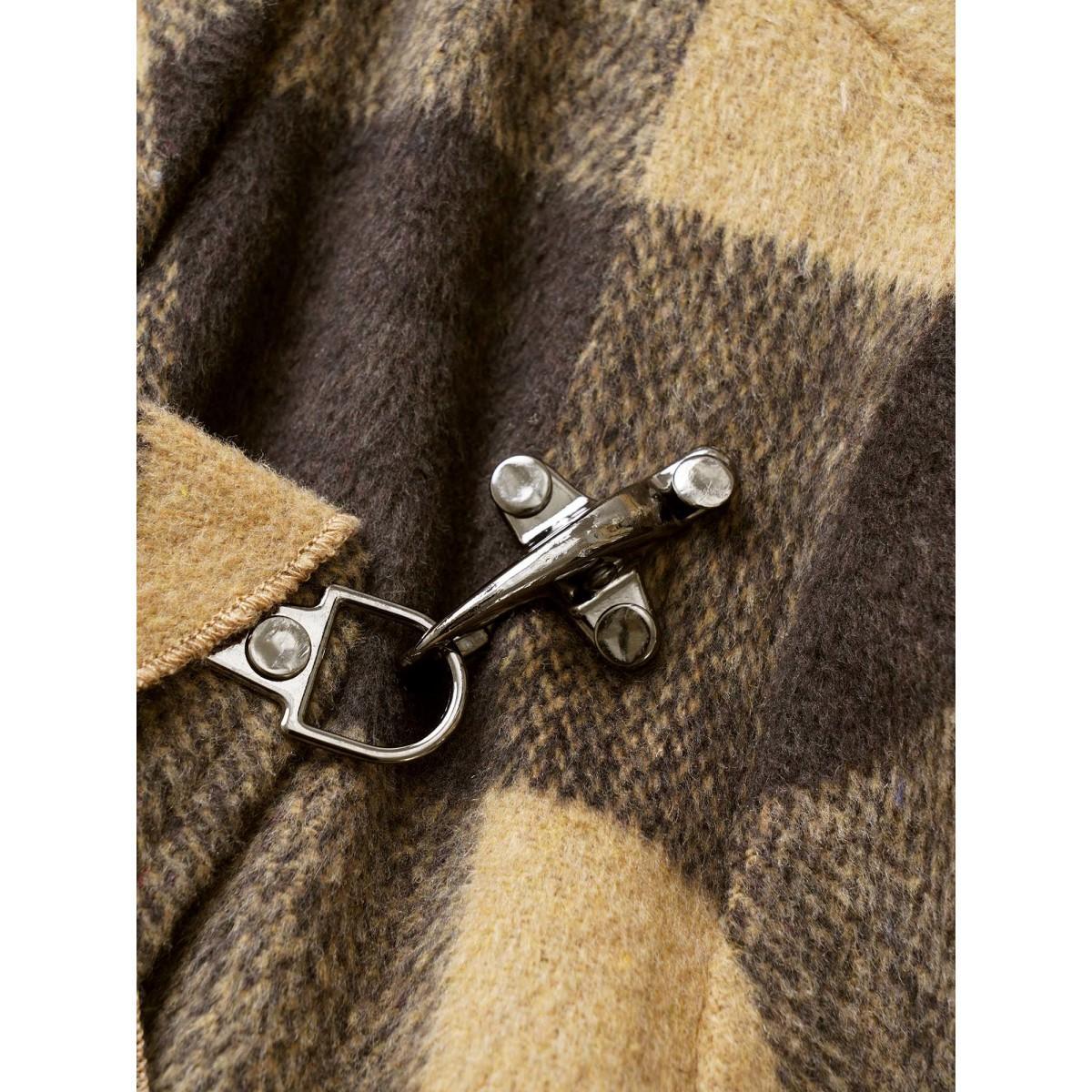 Plus Size Plaid Buckle Detail Asymmetrical Hem Coat Women DarkBrown Casual Contrast Ladies Dailywear Winter Coats BloomChic 30/6X Product Image