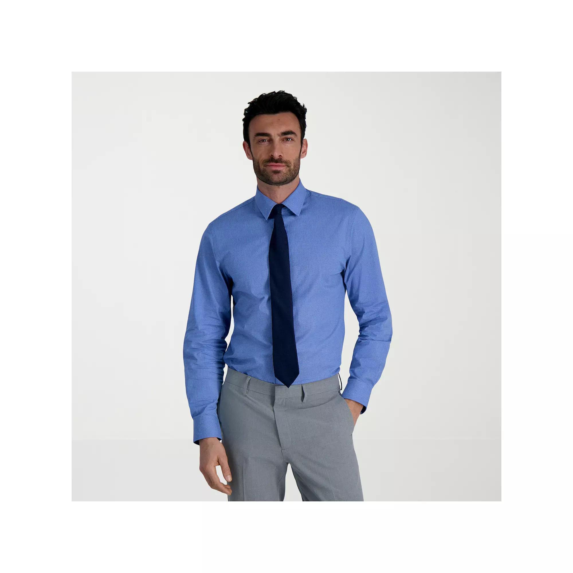 Men's Haggar® Premium Comfort Classic Fit Wrinkle Resistant Dress Shirt, Size: 17.5-32/33, Mini Blue Dobby Product Image