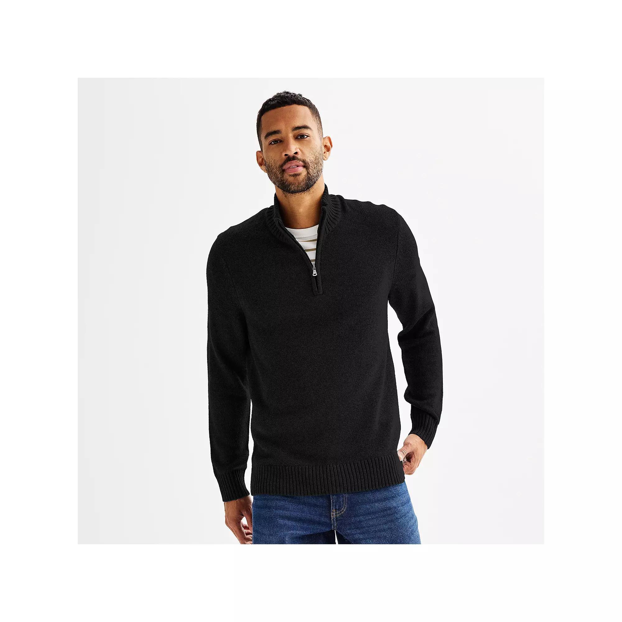 Men's Sonoma Goods For Life® Heavyweight 1/4-Zip Sweater, Size: Small, Black Product Image