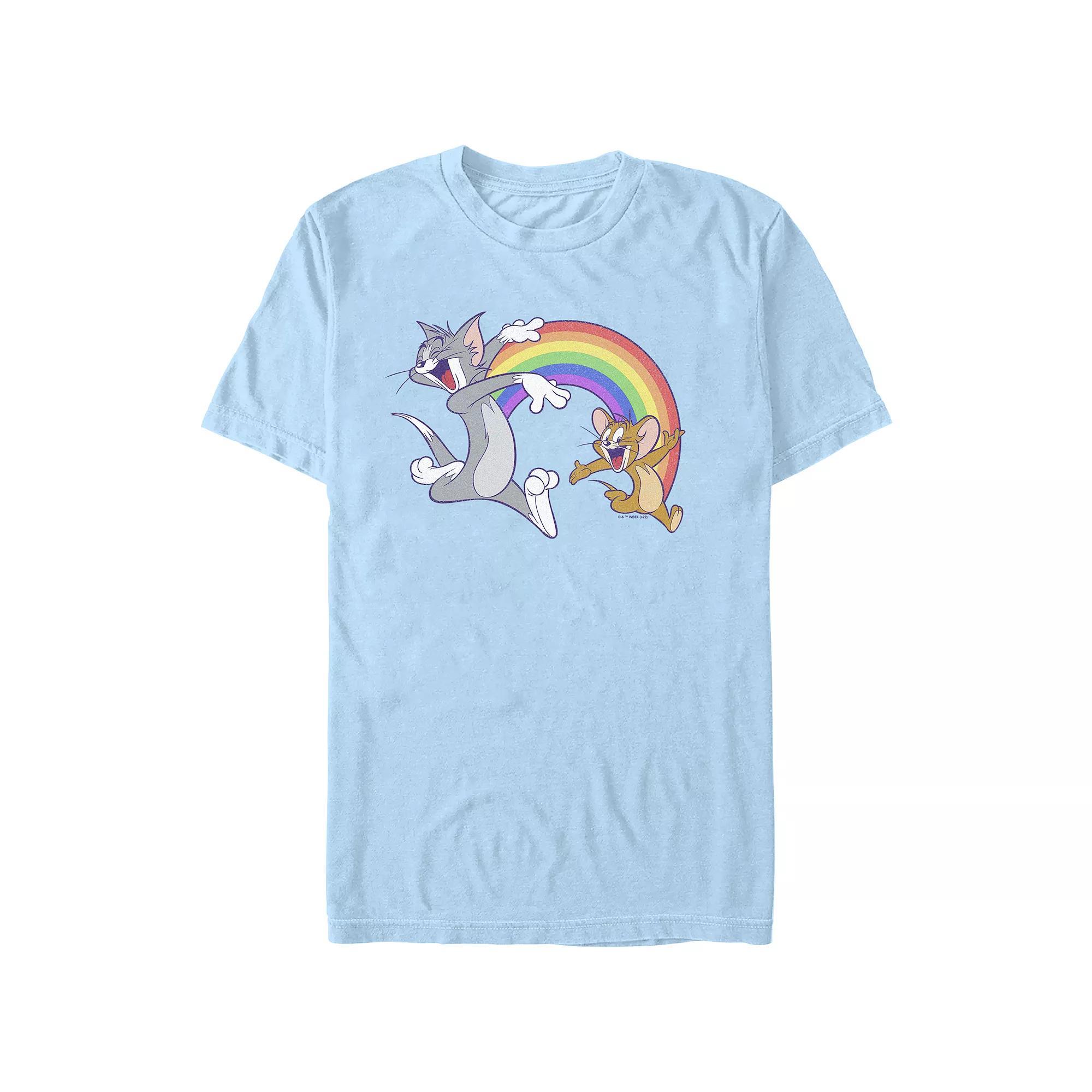 Men's Tom & Jerry Rainbow Buddies Pride Graphic Tee, Size: XXL, Light Blue Product Image