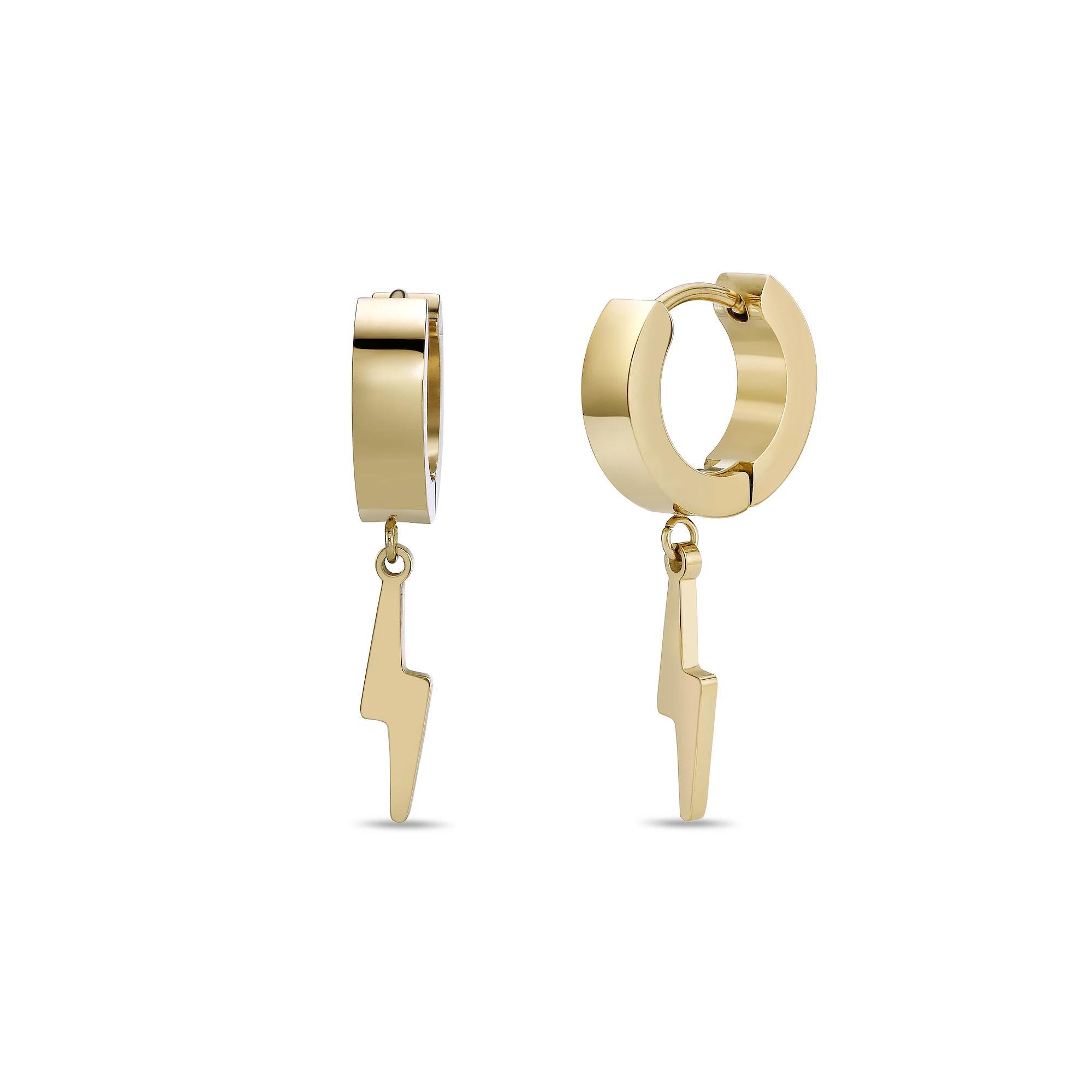 Men's LYNX Ion Plated Stainless Steel Bolt Hoop Earrings Product Image