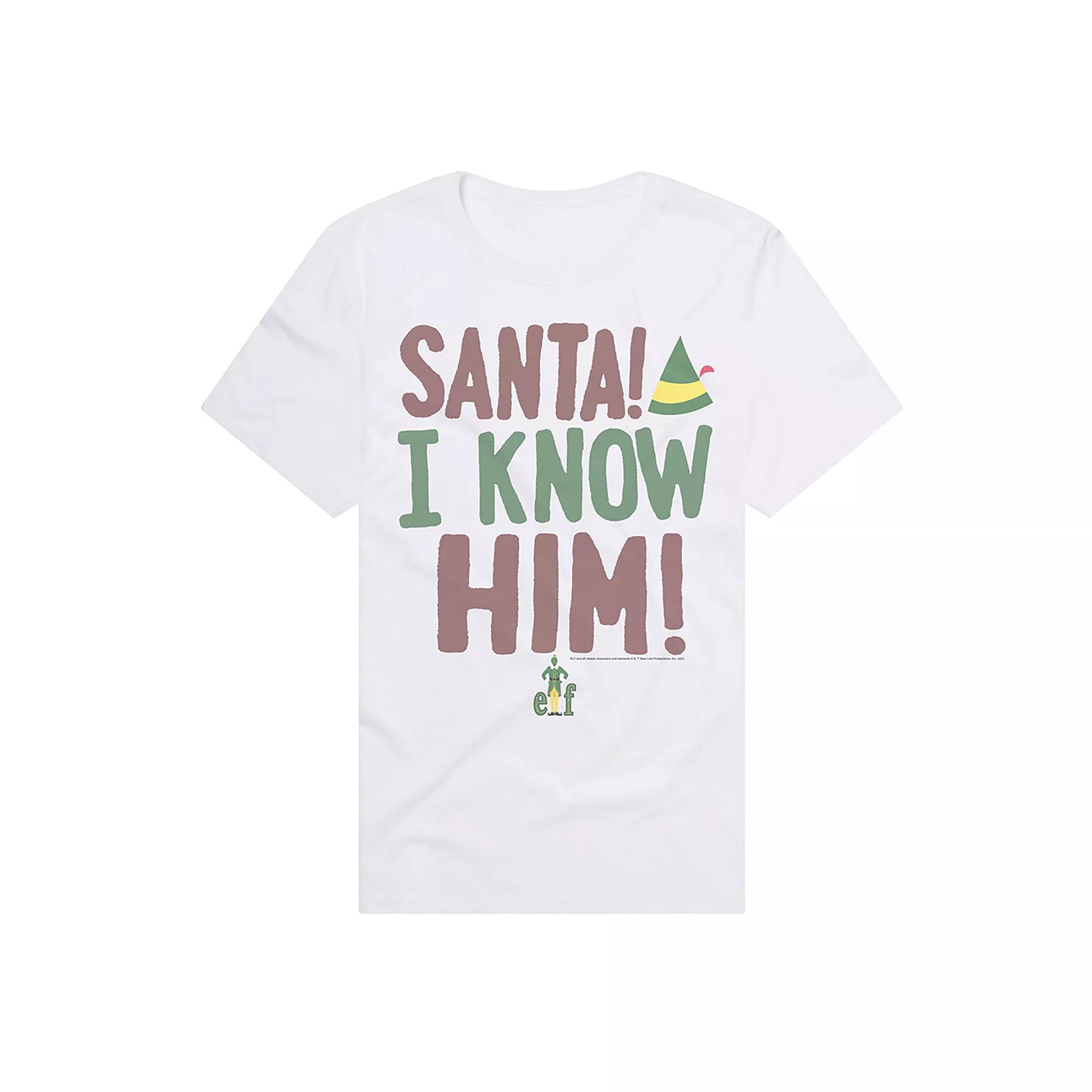 Men's Elf Santa! I Know Him! Graphic Tee, Size: Large, White Product Image