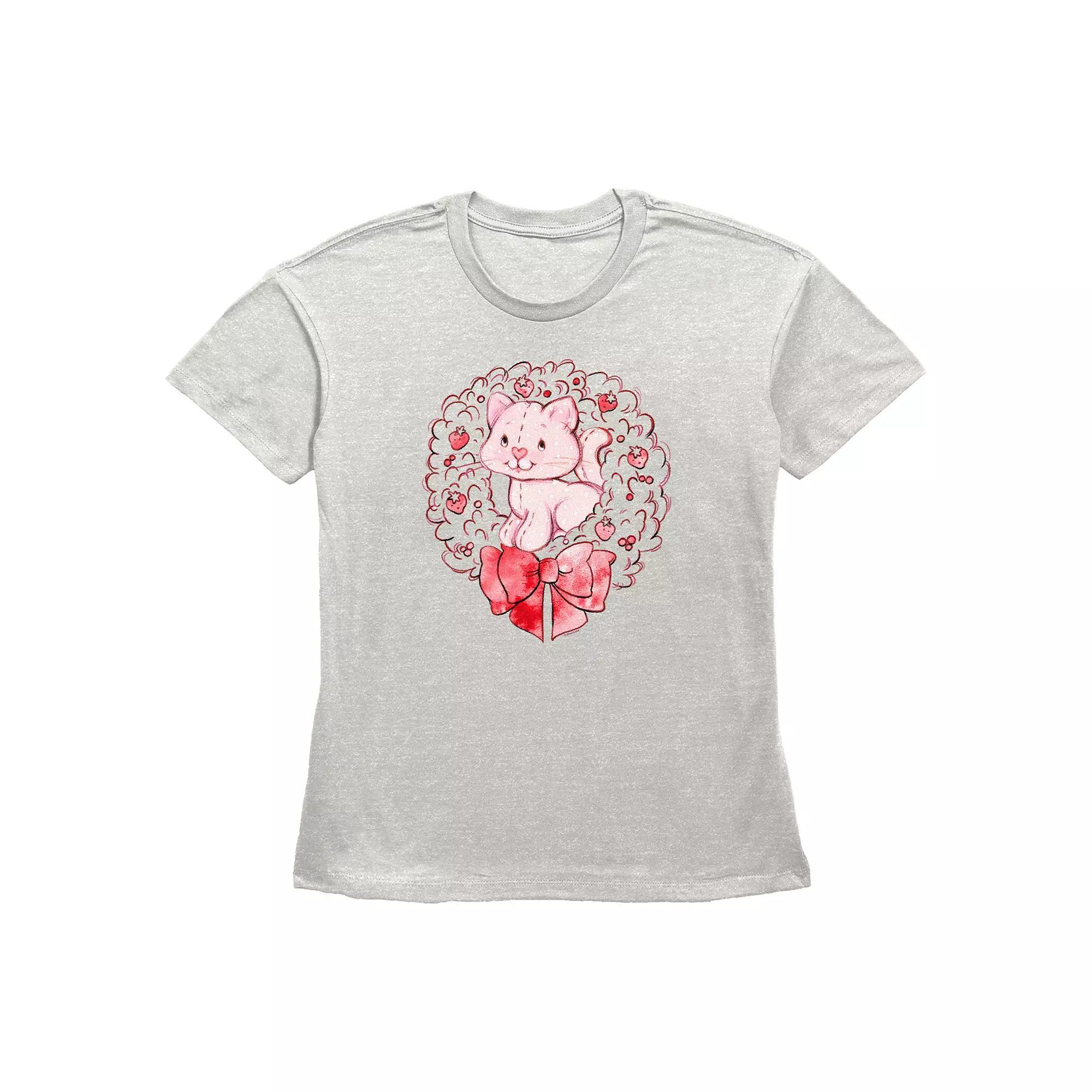 Women's Strawberry Shortcake Custard Wreath Graphic Tee, Size: XS, Oatmeal Product Image