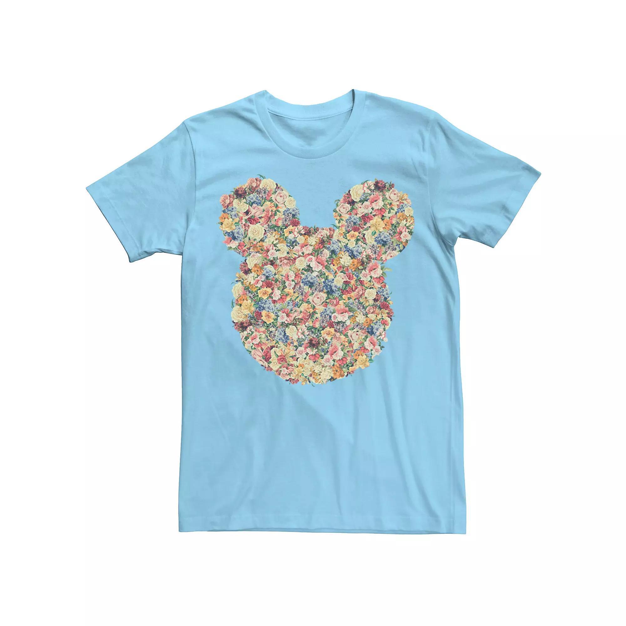 Disney's Mickey And Friends Mickey Mouse Men's Floral Fill Tee, Size: 3XL, Light Blue Product Image