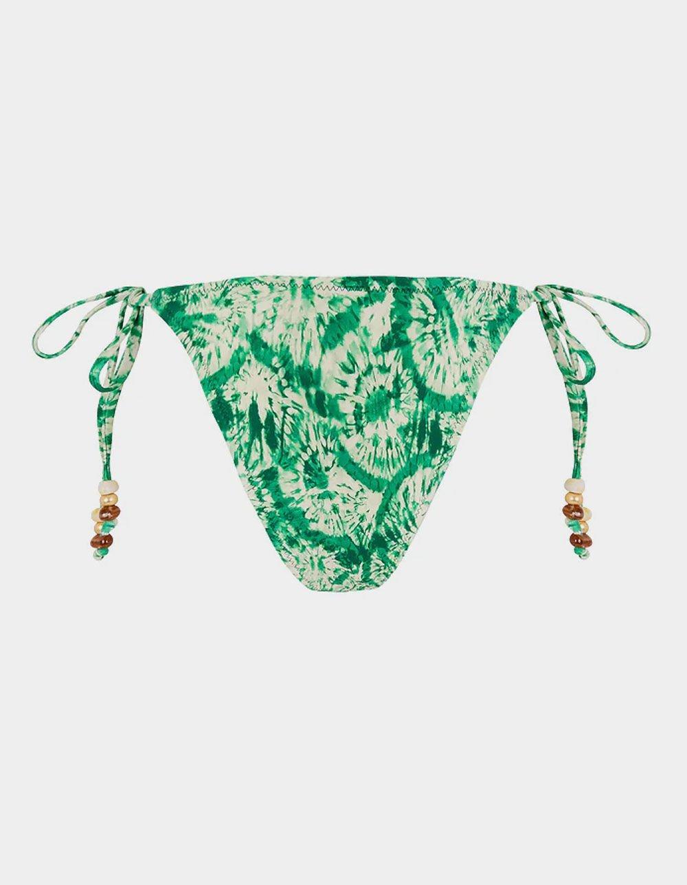 KULANI KINIS Emerald Tides Ring Cheeky Tie Side Bikini Bottoms - EMERALD Product Image
