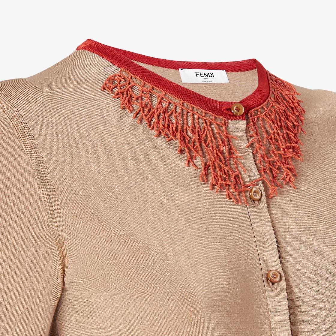 CardiganBeige viscose cardigan with corals Product Image