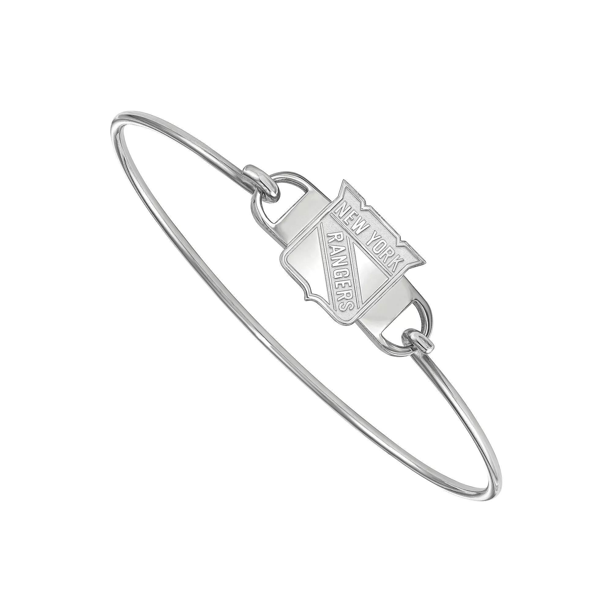 LogoArt New York Rangers Sterling Silver Wire Bangle Bracelet, Women's, Size: 7" Product Image