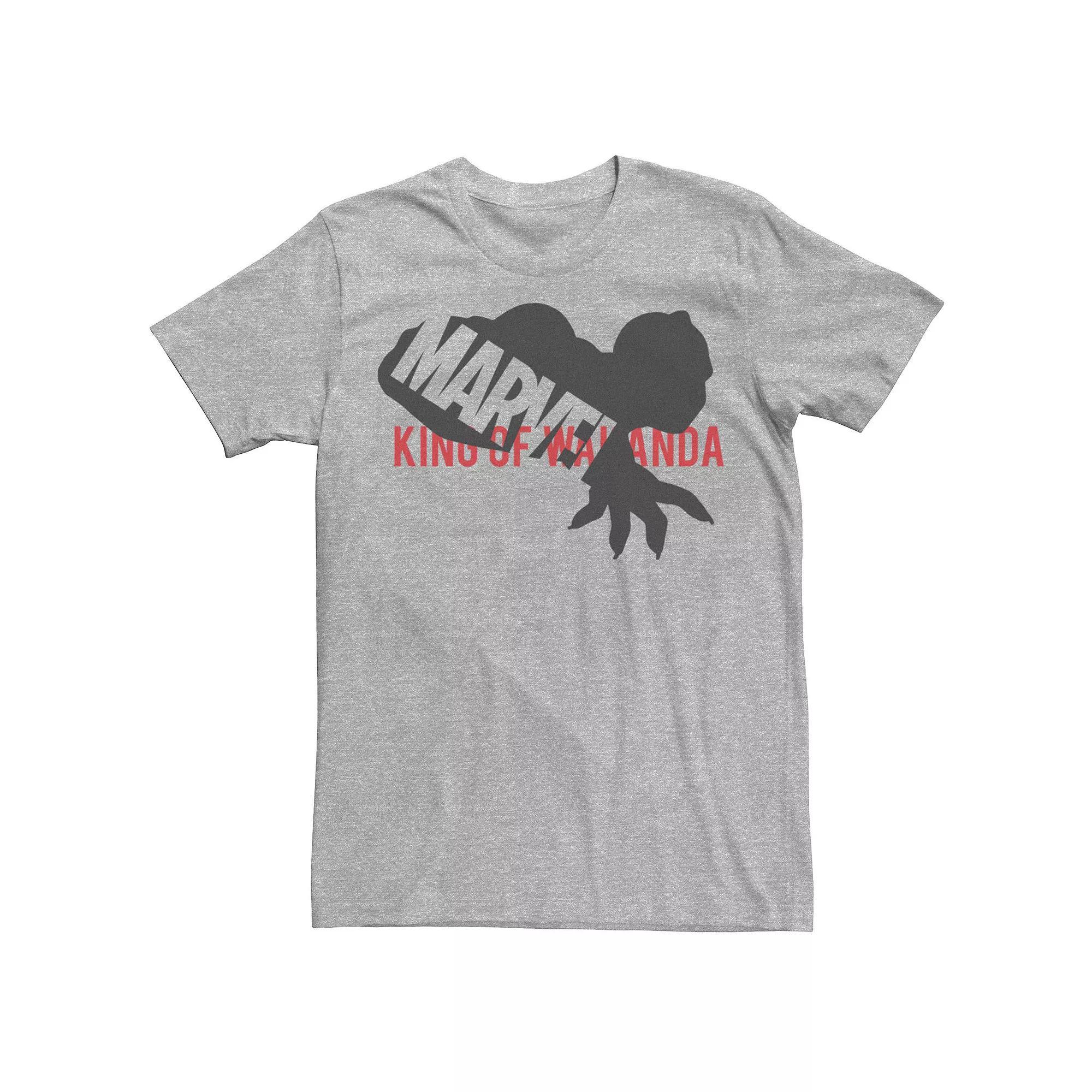 Men's Marvel Black Panther King Of Wakanda Silhouette Logo Graphic Tee, Size: 3XL, Athletic Grey Product Image