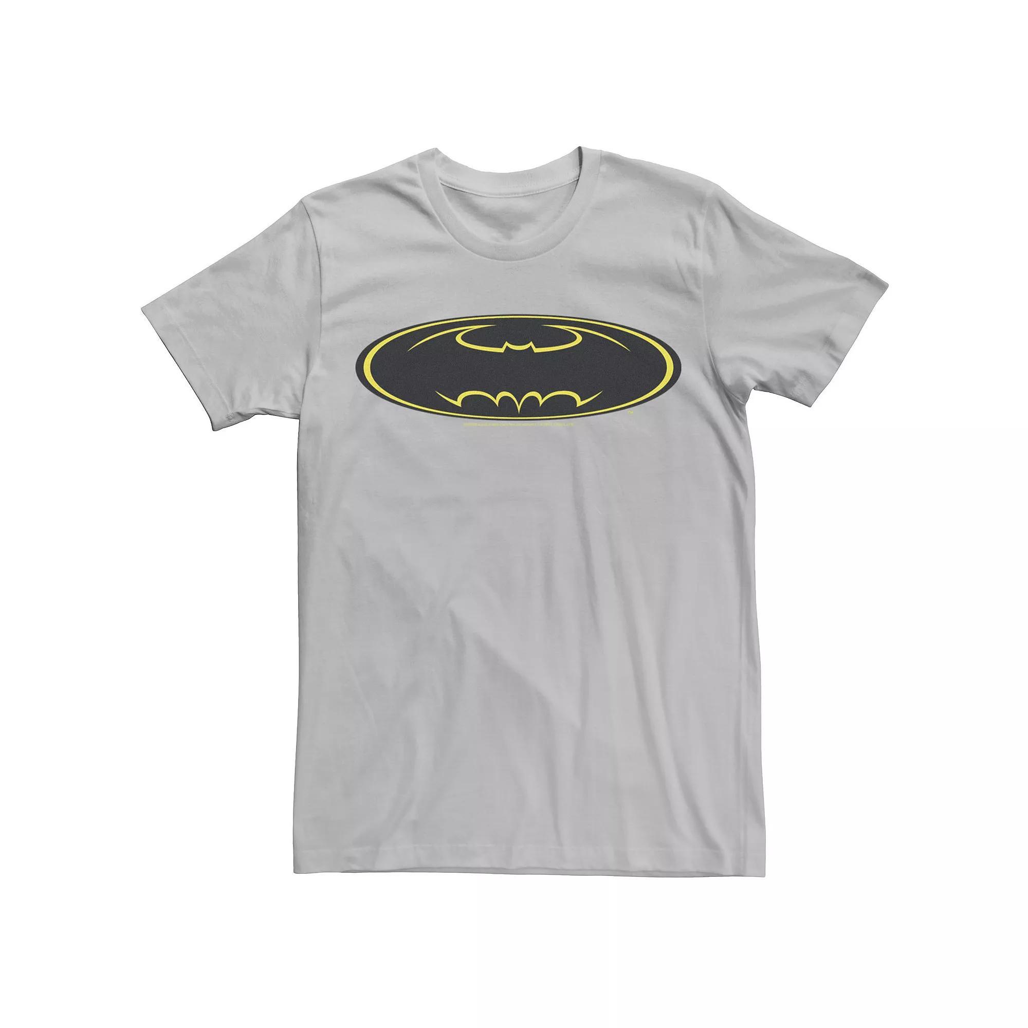 Men's DC Comics Batman Yellow Line Chest Logo Tee, Size: XL, Athletic Grey Product Image