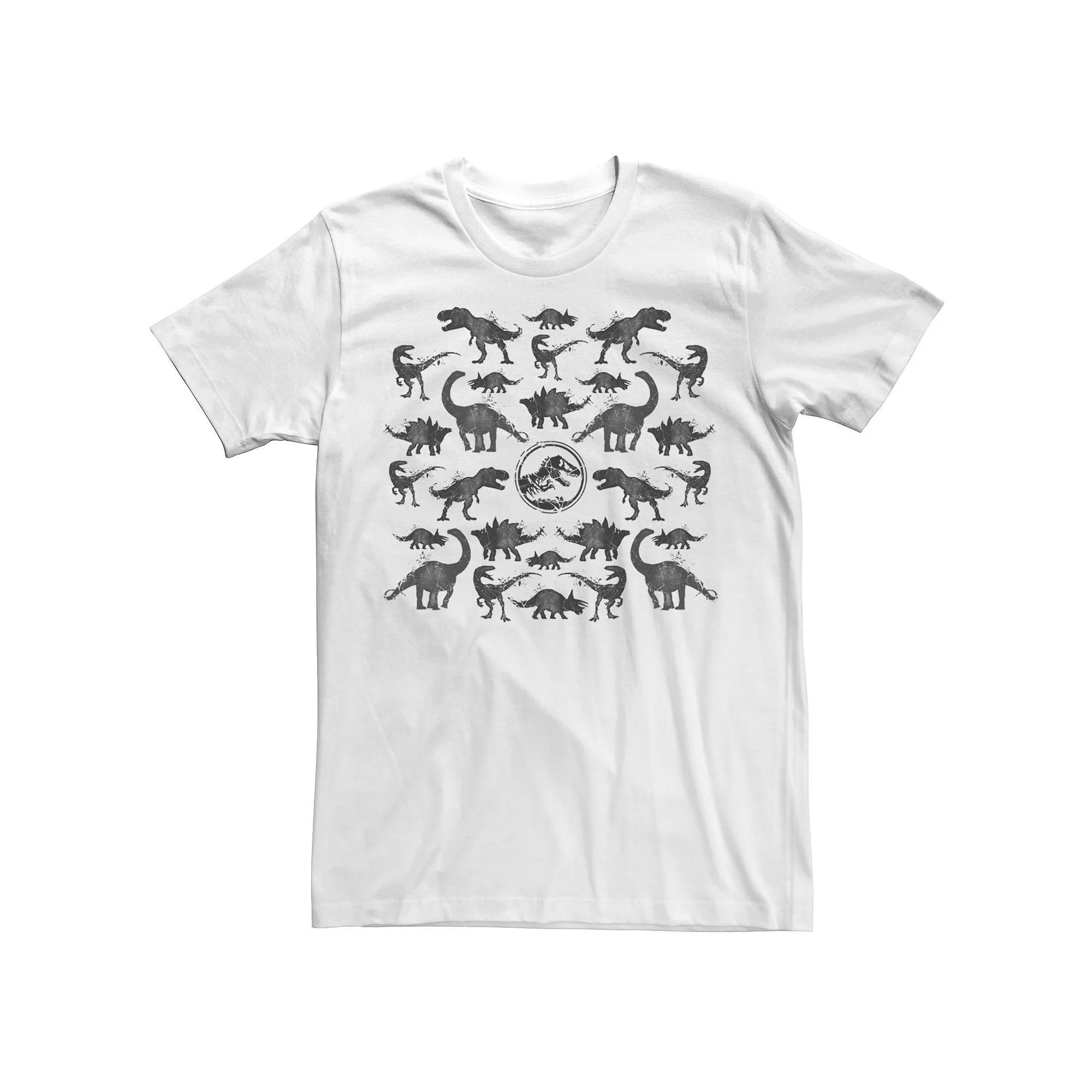 Men's Jurassic Dinosaur Pattern Silhouette Tee, Size: Medium, White Product Image