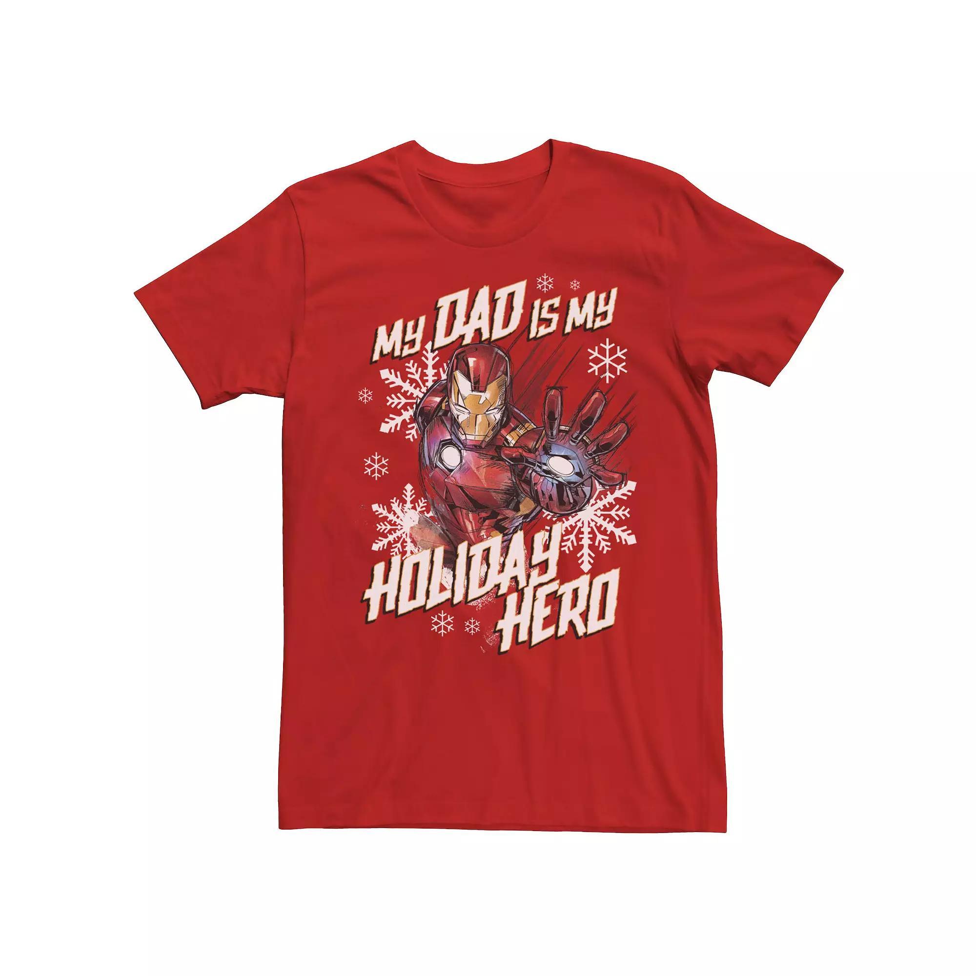 Men's Marvel Iron Man My Dad Is My Holiday Hero Portrait Tee, Size: 3XL, Red Product Image