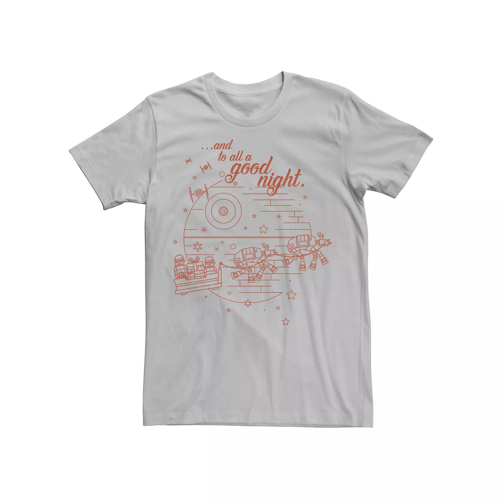 Men's Star Wars Christmas Death Star And To All A Good Night Graphic Tee, Size: 3XL, Silver Product Image