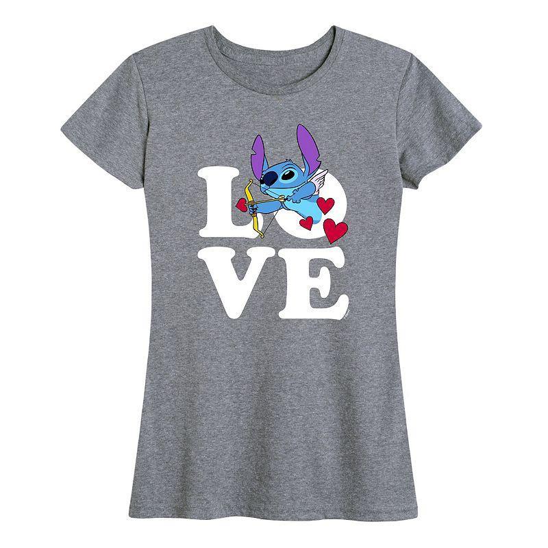 Disneys Lilo & Stitch Womens Love Cupid Graphic Tee Heather Grey Product Image