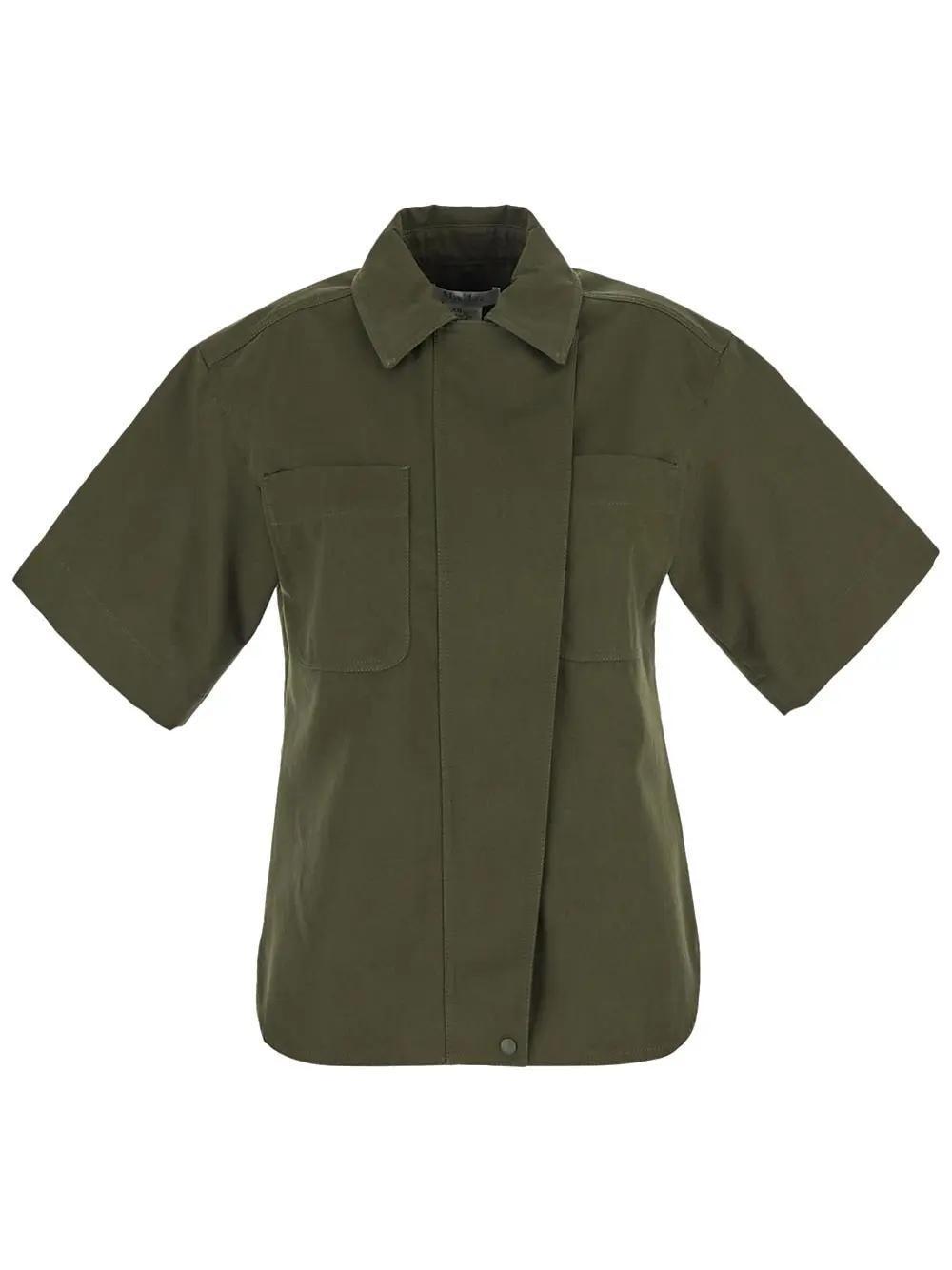 Mela Zip-front Shirt In Greenolive Product Image
