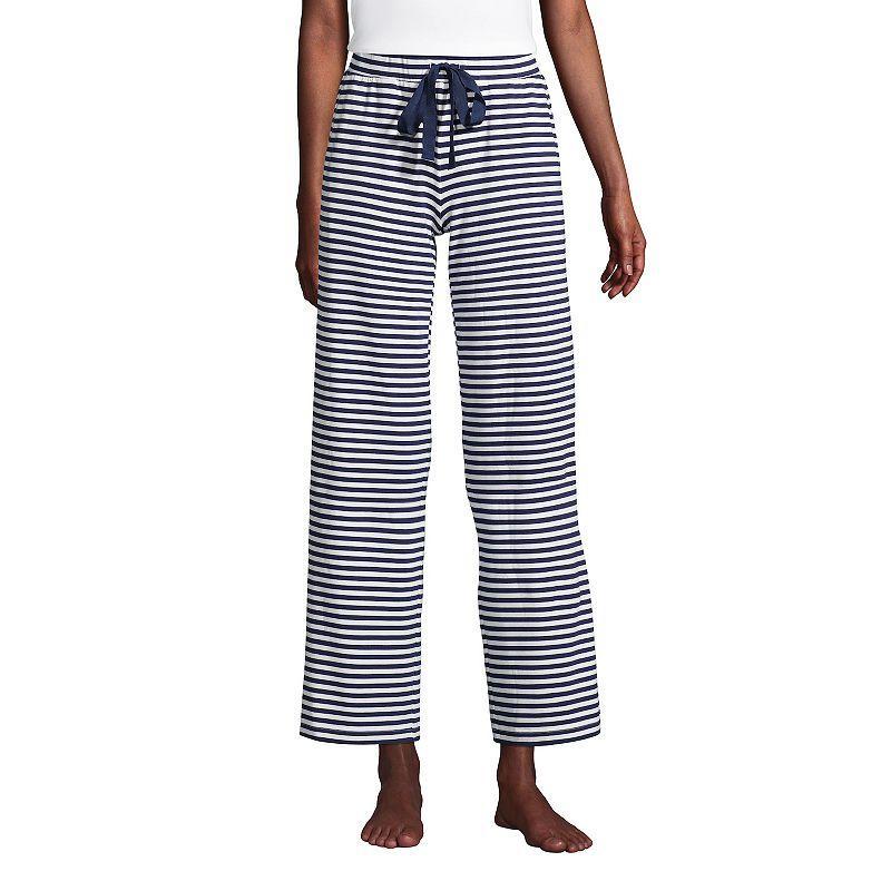Womens Lands End Wide Leg Cropped Pajama Pants Vicuna Grey Leopard Product Image