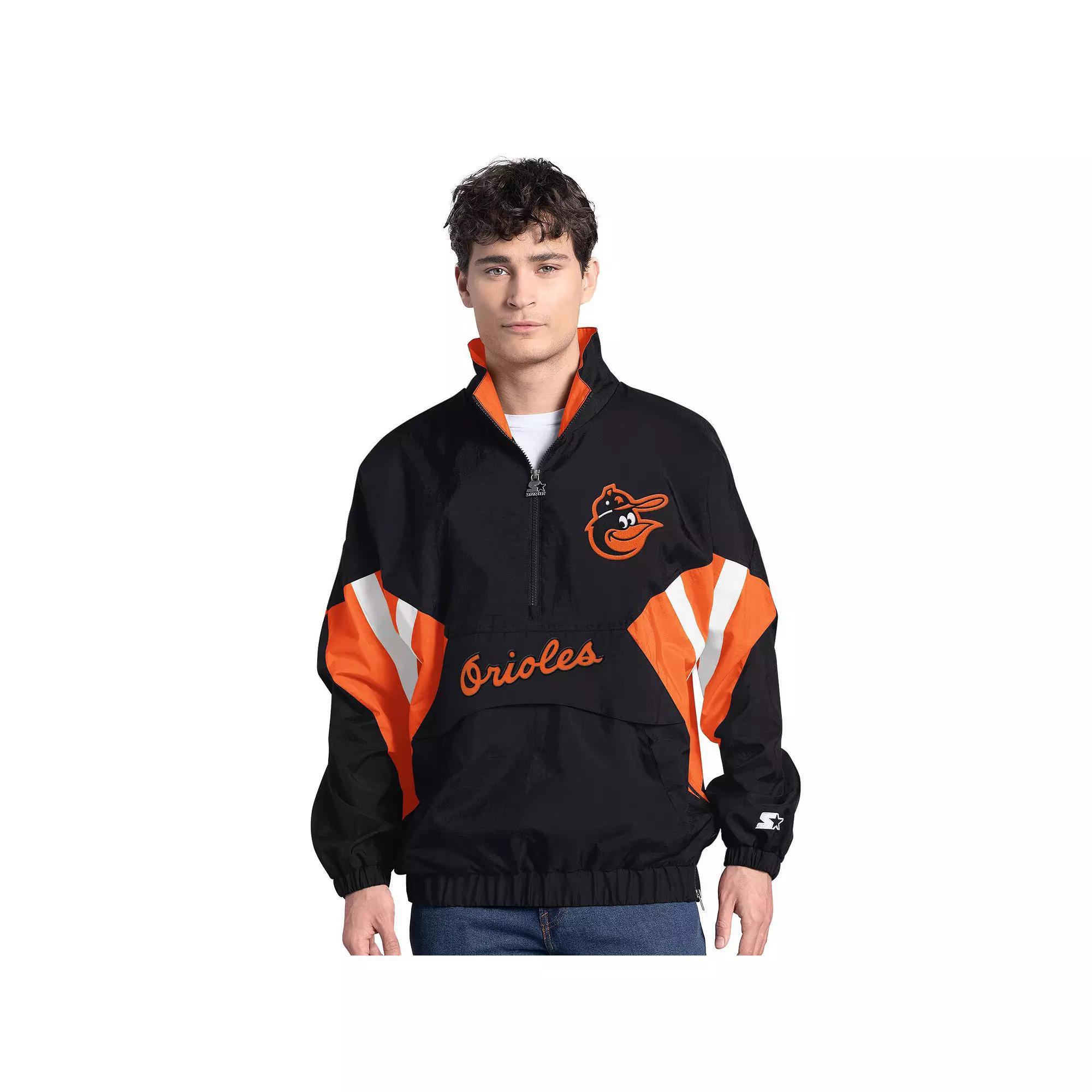 Men's Starter  Black Baltimore Orioles Cooperstown Chief Half-Zip Pullover, Size: Medium Product Image
