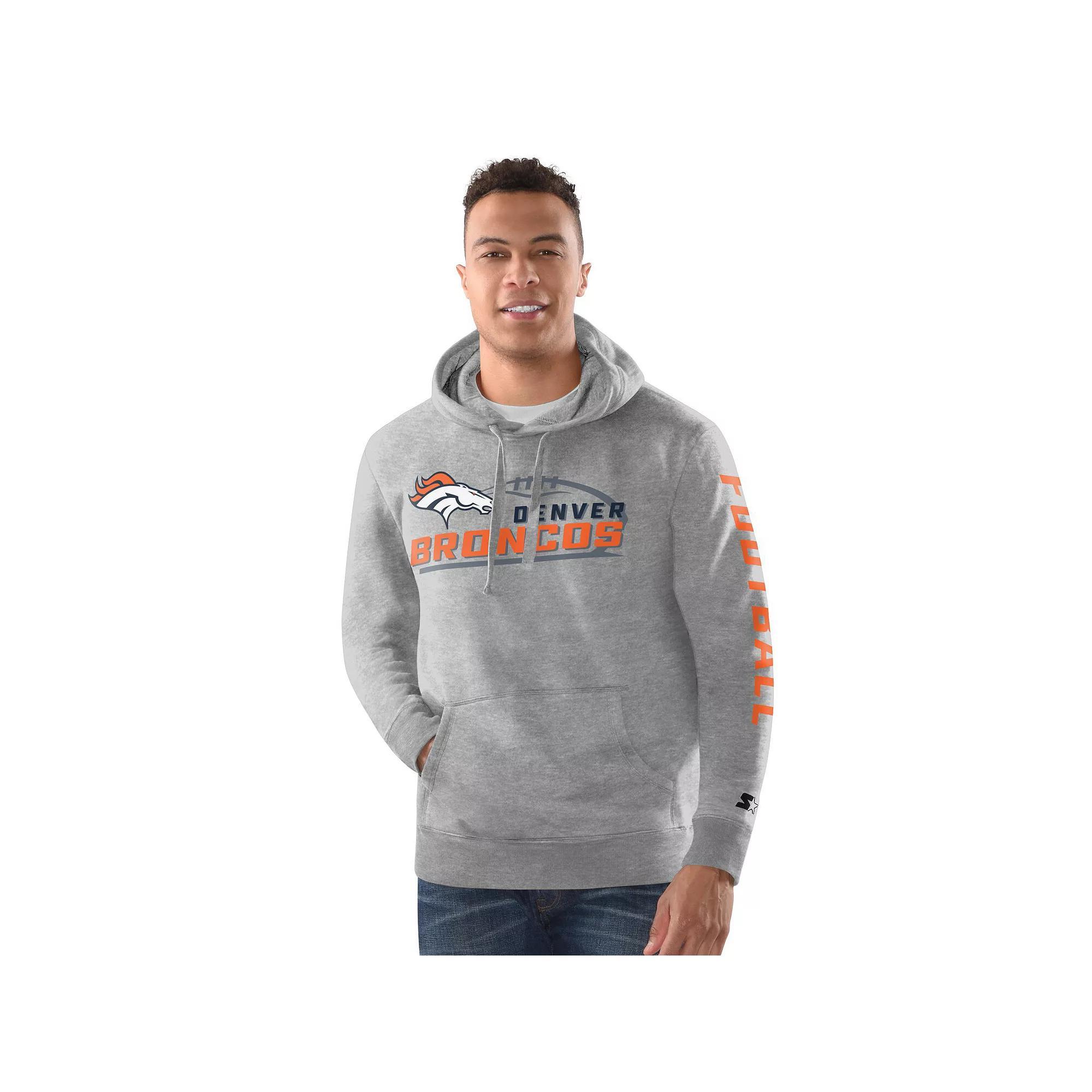 Men's Starter Heather Gray Denver Broncos Vintage Pullover Hoodie, Size: Large, Grey Product Image