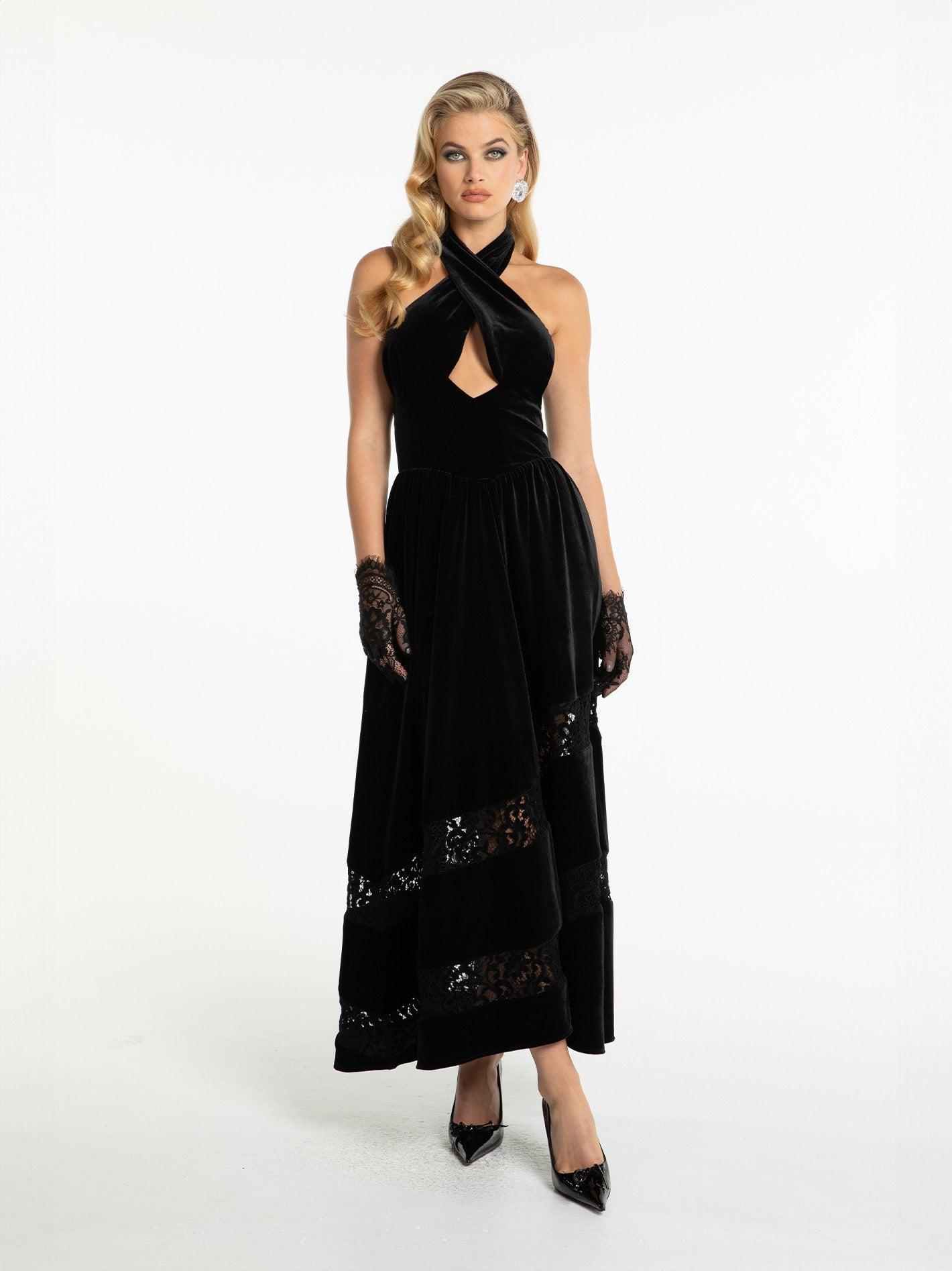 Maxine Velvet Dress (Black) Product Image