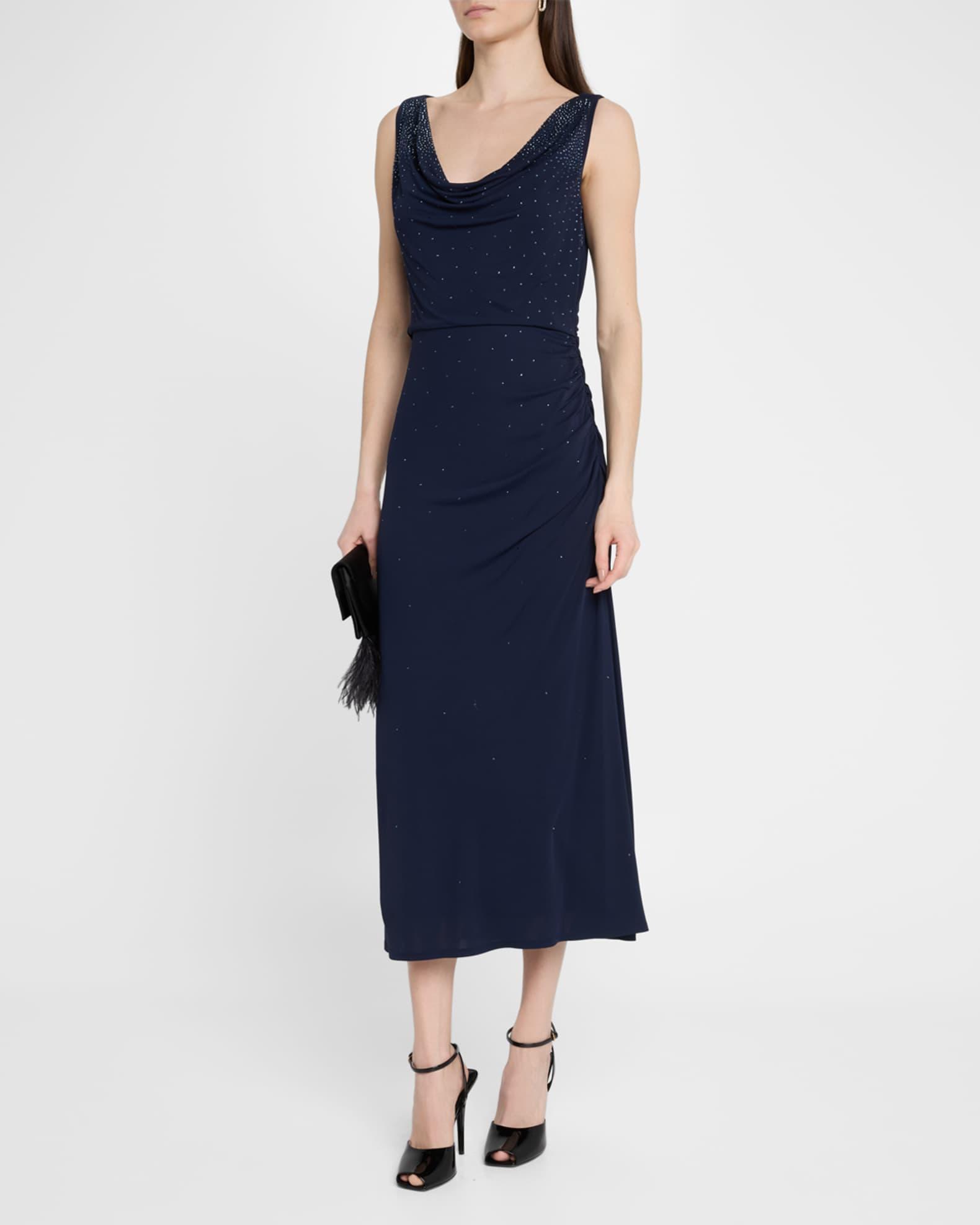 Mace Cowl-Neck Rhinestone Midi Dress Product Image