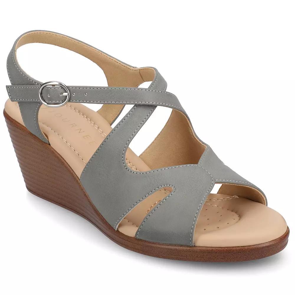 Journee Womens Kedzie II Ankle Strap Wedge Sandals Product Image