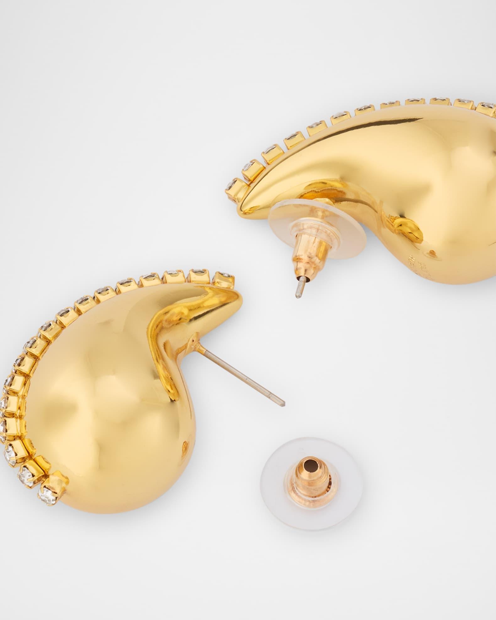 Rhinestone Golden Teardrop Earrings Product Image