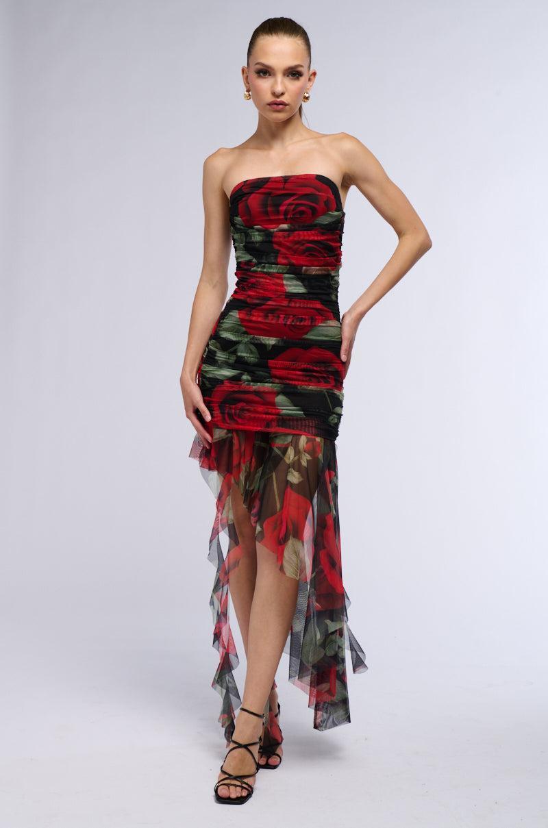 TAKE ME TO CAPRI MESH PRINTED MIDI DRESS Product Image