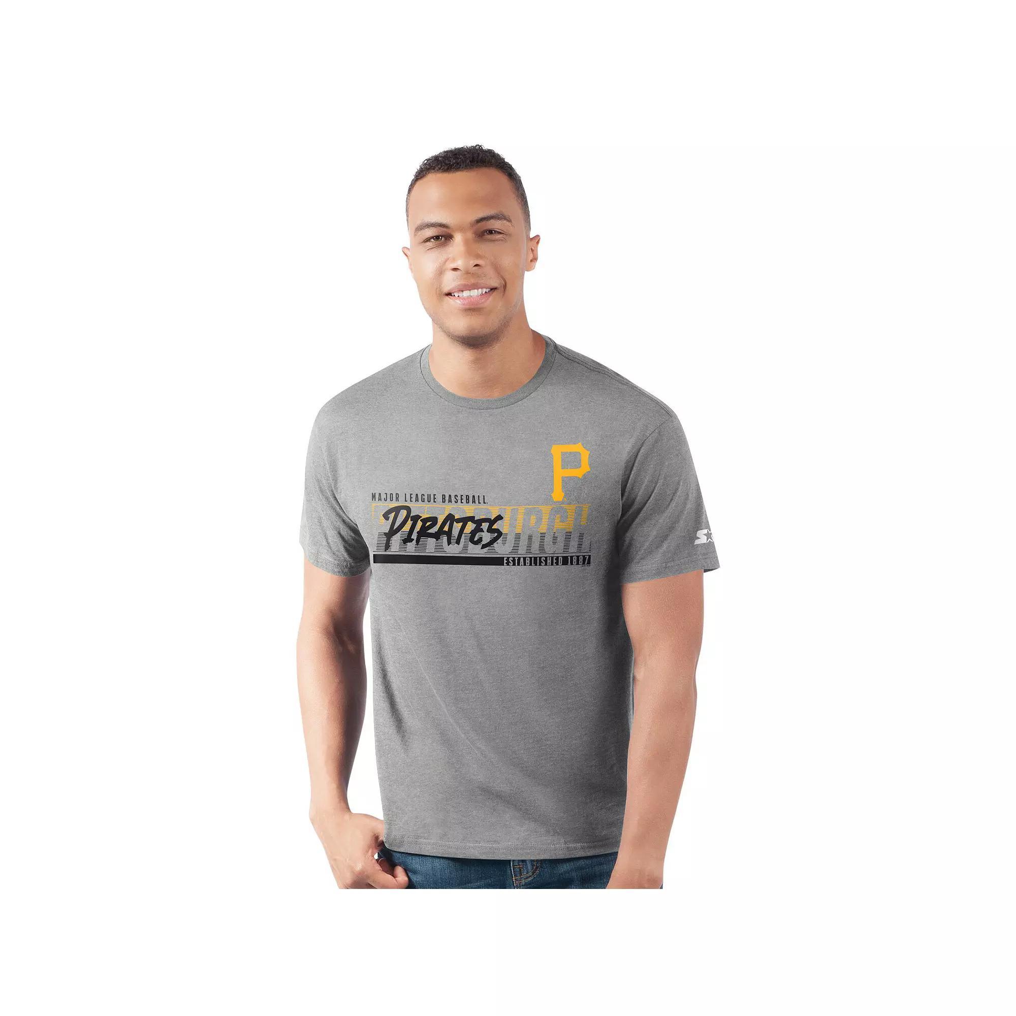 Men's Starter  Heather Gray Pittsburgh Pirates Prime Time Team T-Shirt, Size: XL, Grey Product Image
