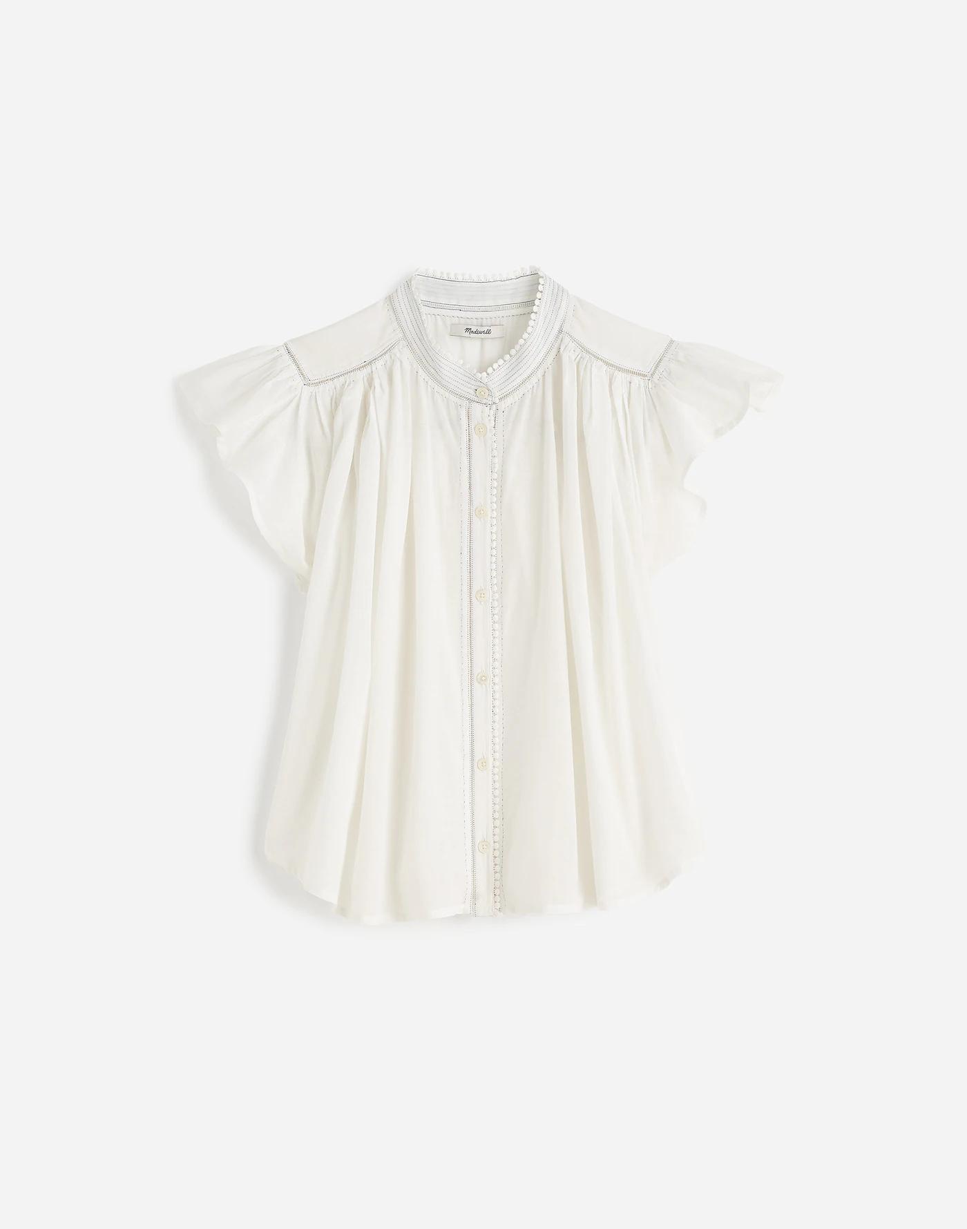Shirred Lace-Trim Top Product Image