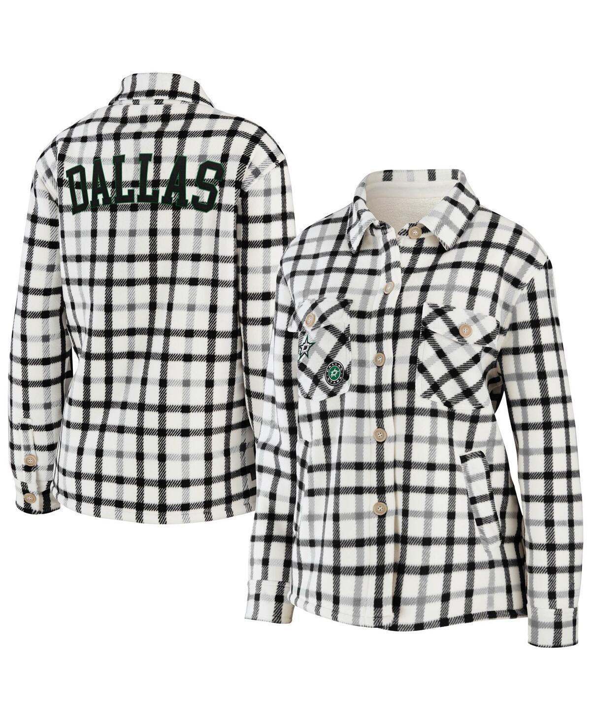 Women's WEAR by Erin Andrews Oatmeal San Jose Sharks Plaid Button-Up Shirt Jacket, Size: Small, Sks Team Product Image