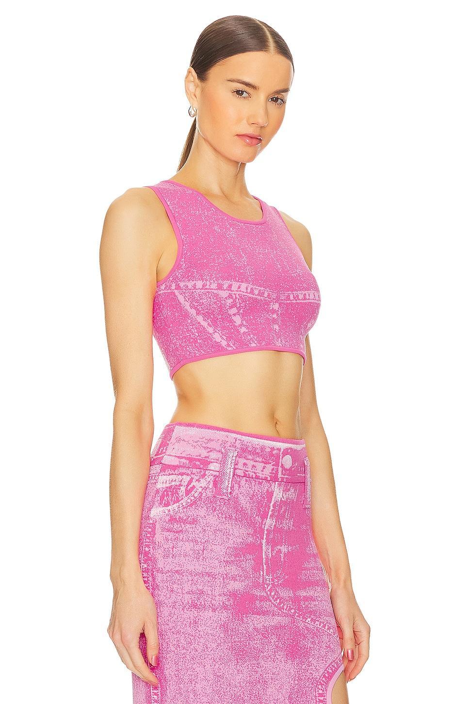 Lillian Denim Print Crop Top PH5 Product Image